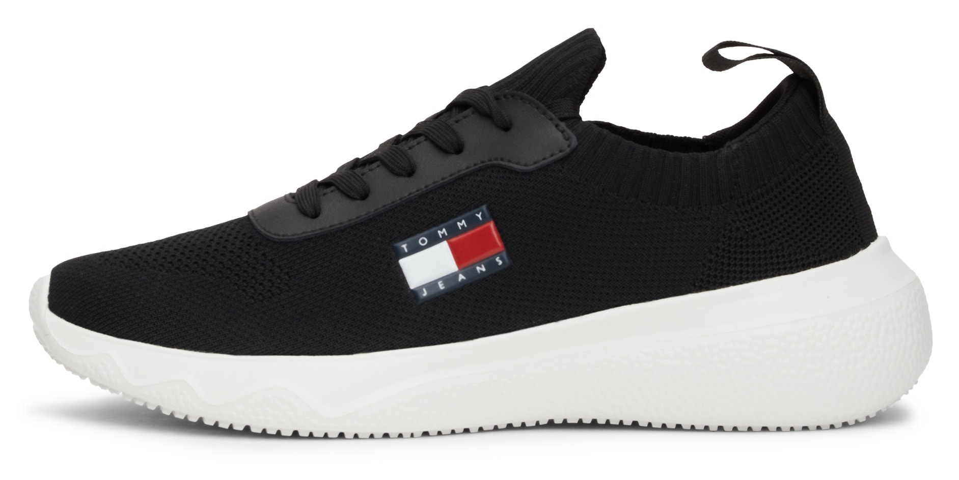 Tommy Jeans Slip-On Sneaker "TJW KNIT RUNNER", Freizeitschuh, Halbschuh, Schlupfschuh mit seitlicher Logoflagge