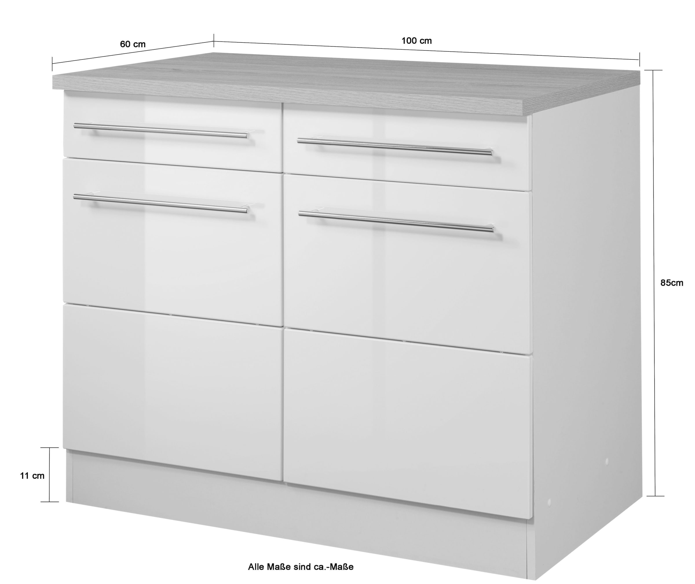 HELD MÖBEL Unterschrank »Wien«, Breite 100 cm, 2 Türen, 2 Schubkästen, für viel Stauraum