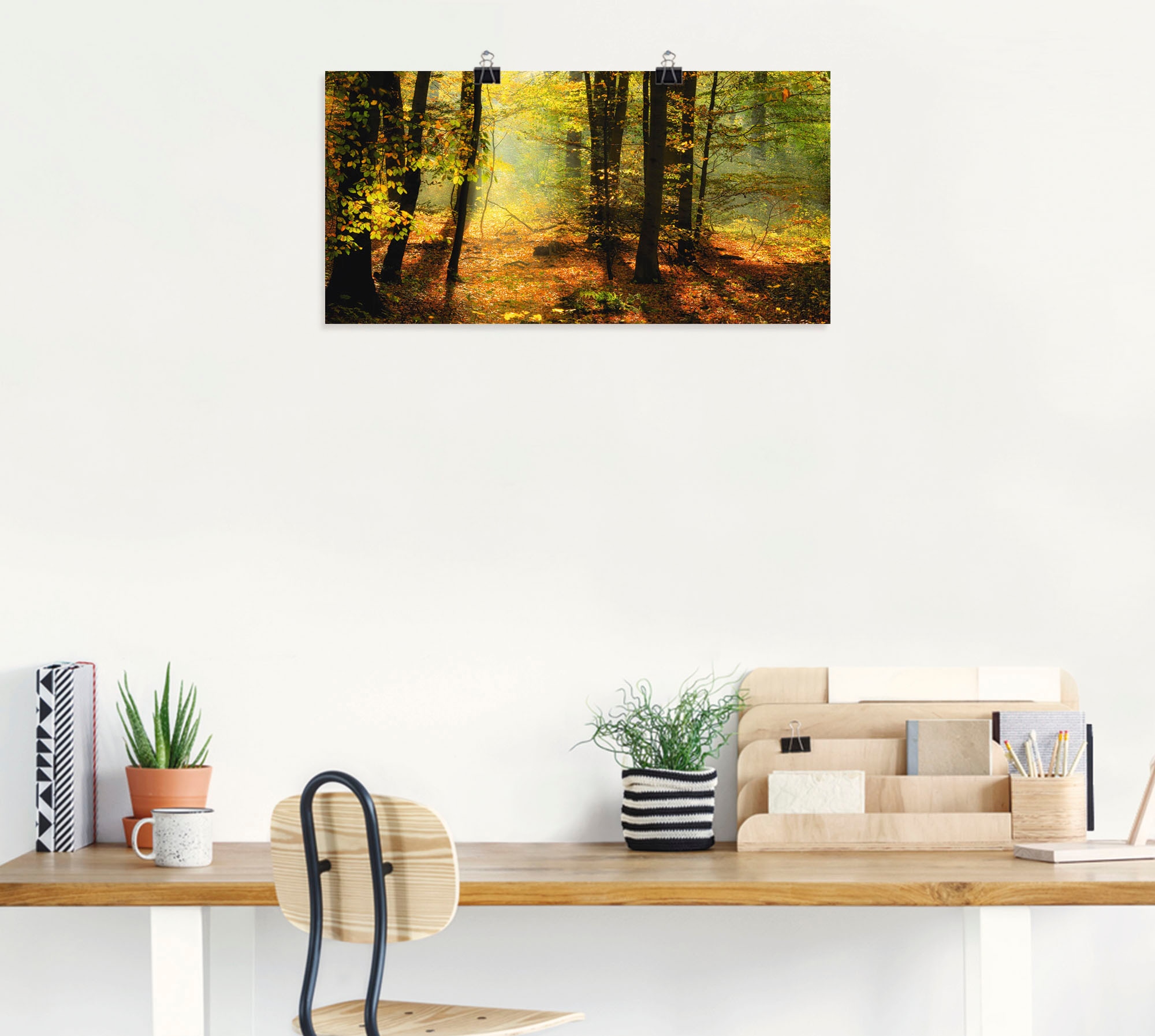 Artland Wandbild »Herbstlicht im Wald«, Wald, (1 St.), als Leinwandbild, Poster, Wandaufkleber in verschied. Größen