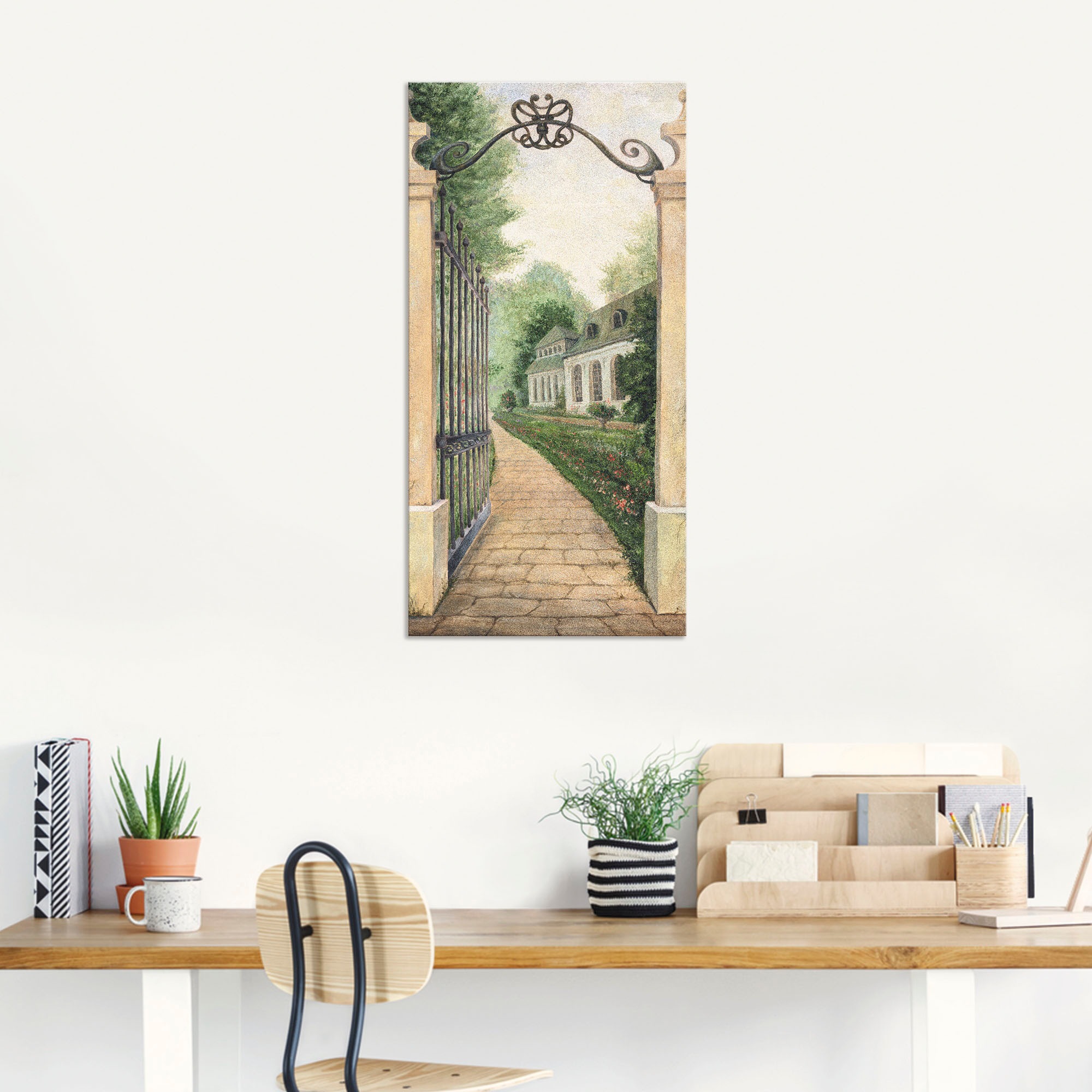 Artland Wandbild »Fresco - Blick durchs Gartentor«, Garten, (1 St.), als Leinwandbild, Poster in verschied. Größen