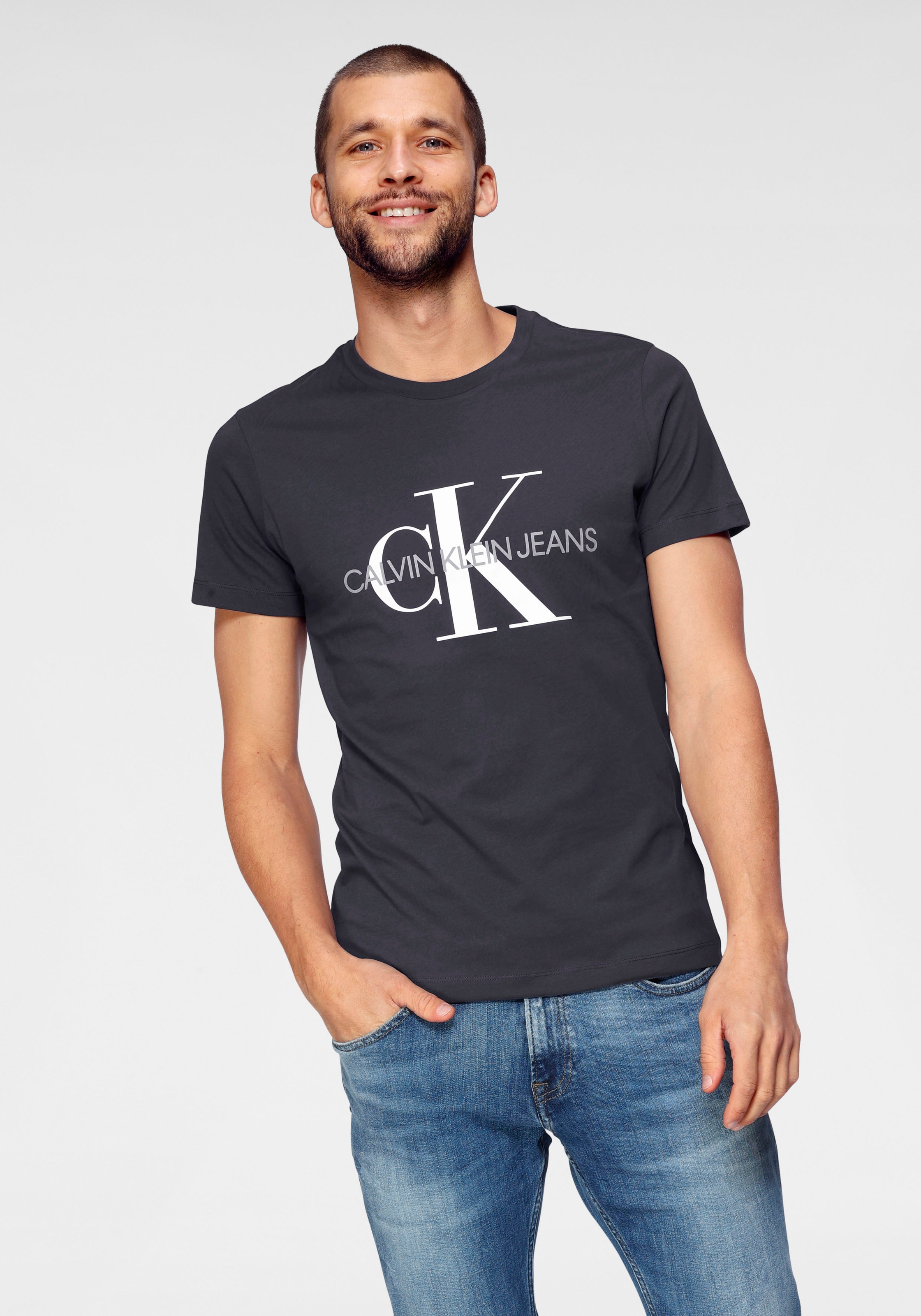 Calvin Klein Jeans T-Shirt "ICONIC MONOGRAM SLIM TEE", mit großem CK-Print günstig online kaufen