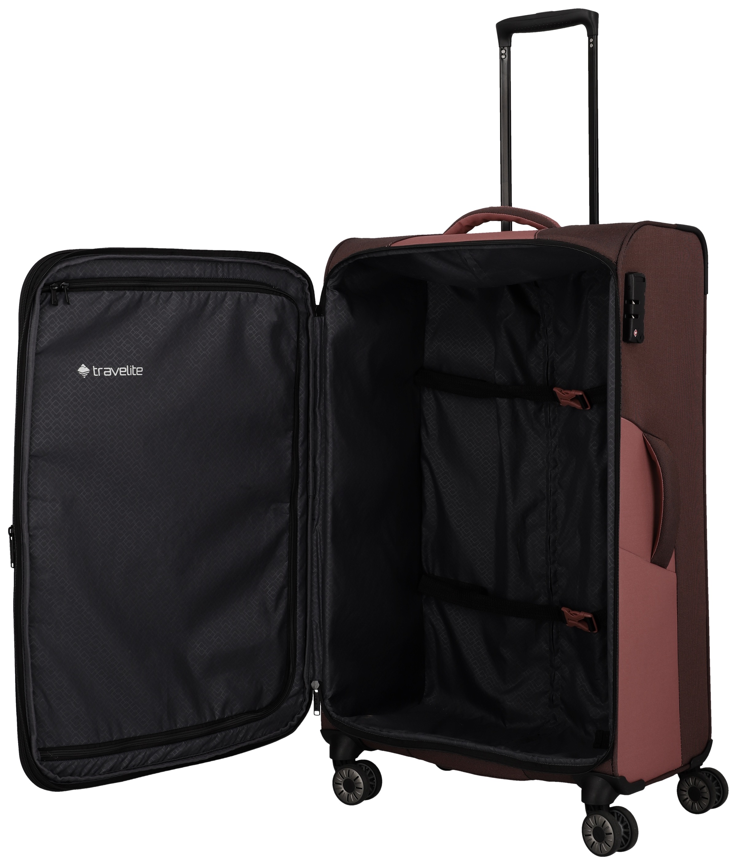 travelite Trolleyset »VIIA S/M/L und Reisetasche«, (Set, 4 tlg.), Kofferset Reisegepäck mit erweiterbarem Volumen und TSA Schloss