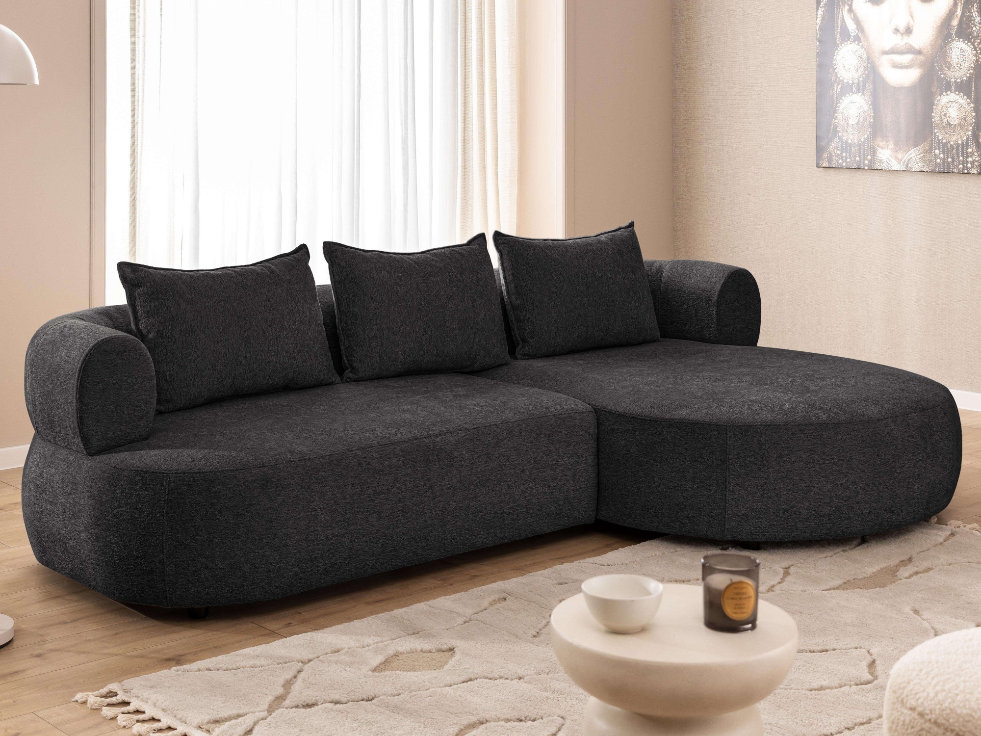 Home affaire Ecksofa "LUSSAC L-Form Design-Sofa mit Zierkissen, Maße B/T/H: günstig online kaufen