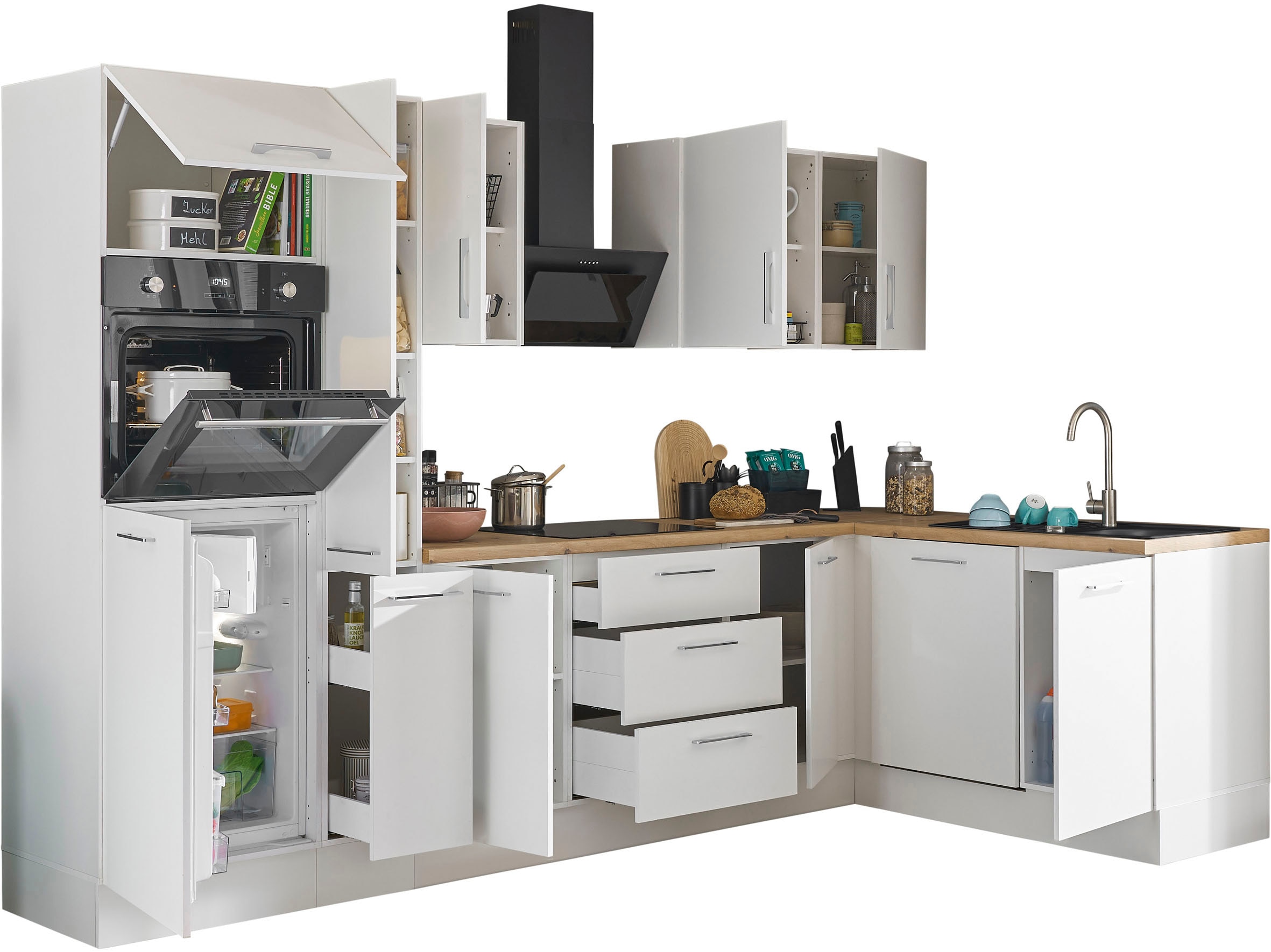 BASIC by Balculina Winkelküche »Turin«, Stellbreite 310x175 cm, wahlweise mit E-Geräten