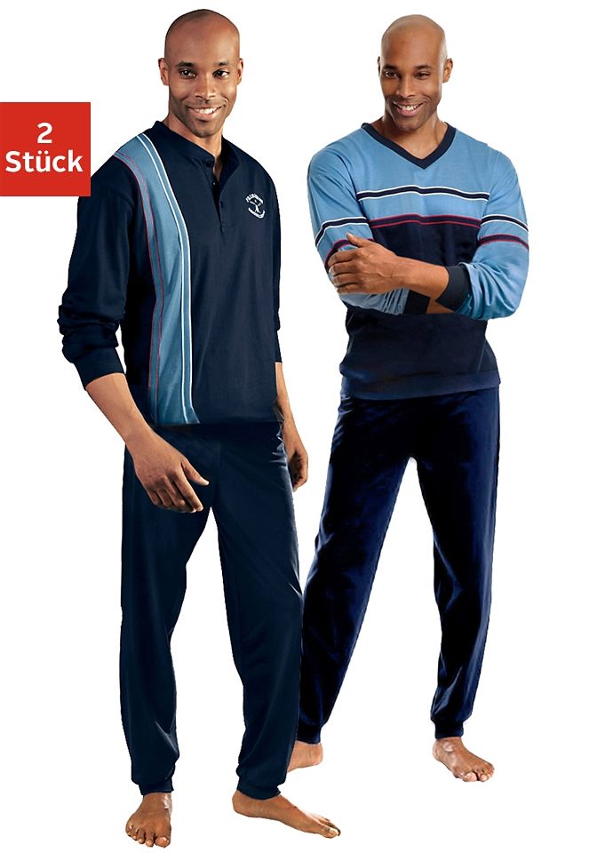 le jogger Pyjama Packung, 4 tlg. Schlafanzug für Herren in langer Form