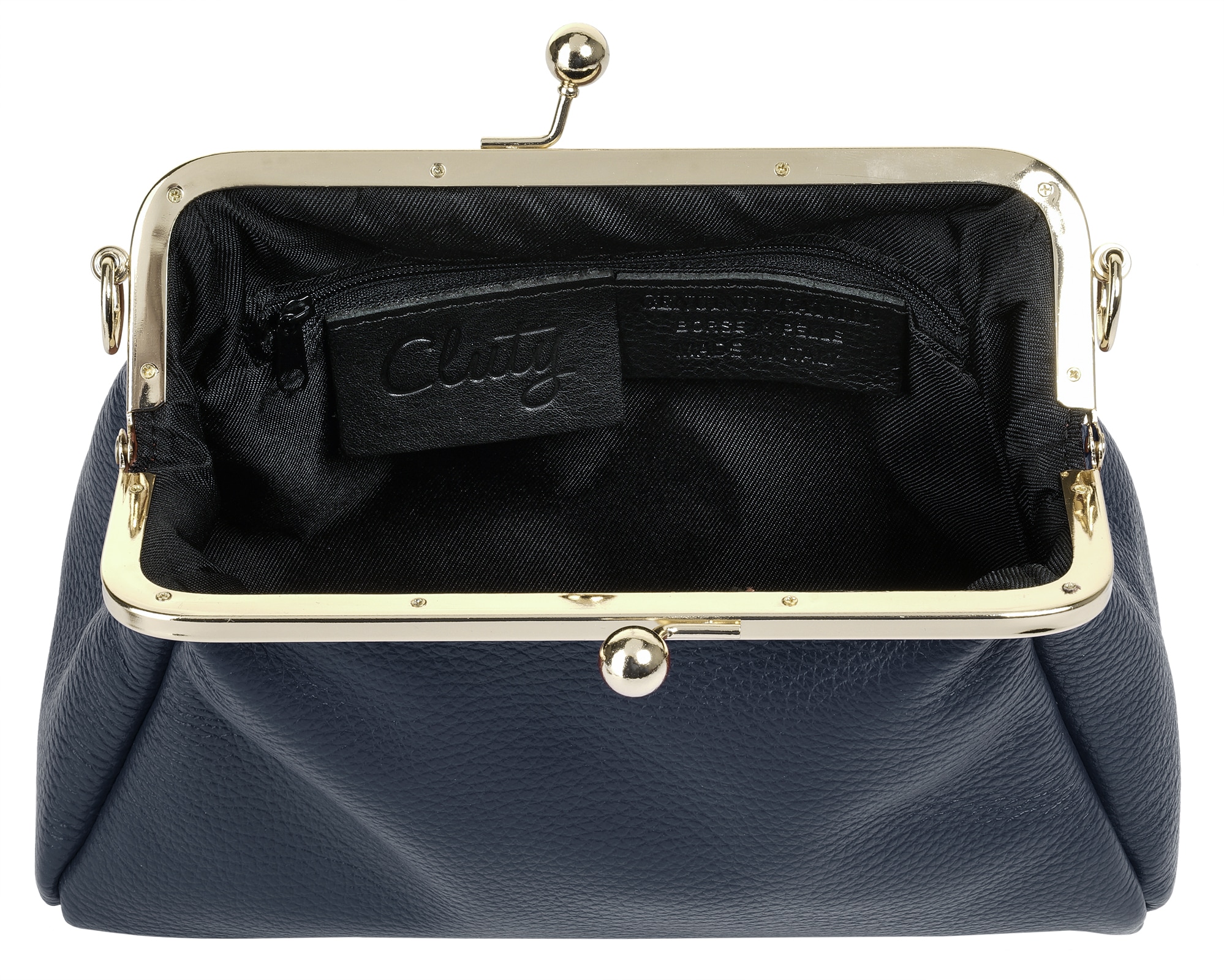 Cluty Abendtasche, echt Leder, Made in Italy