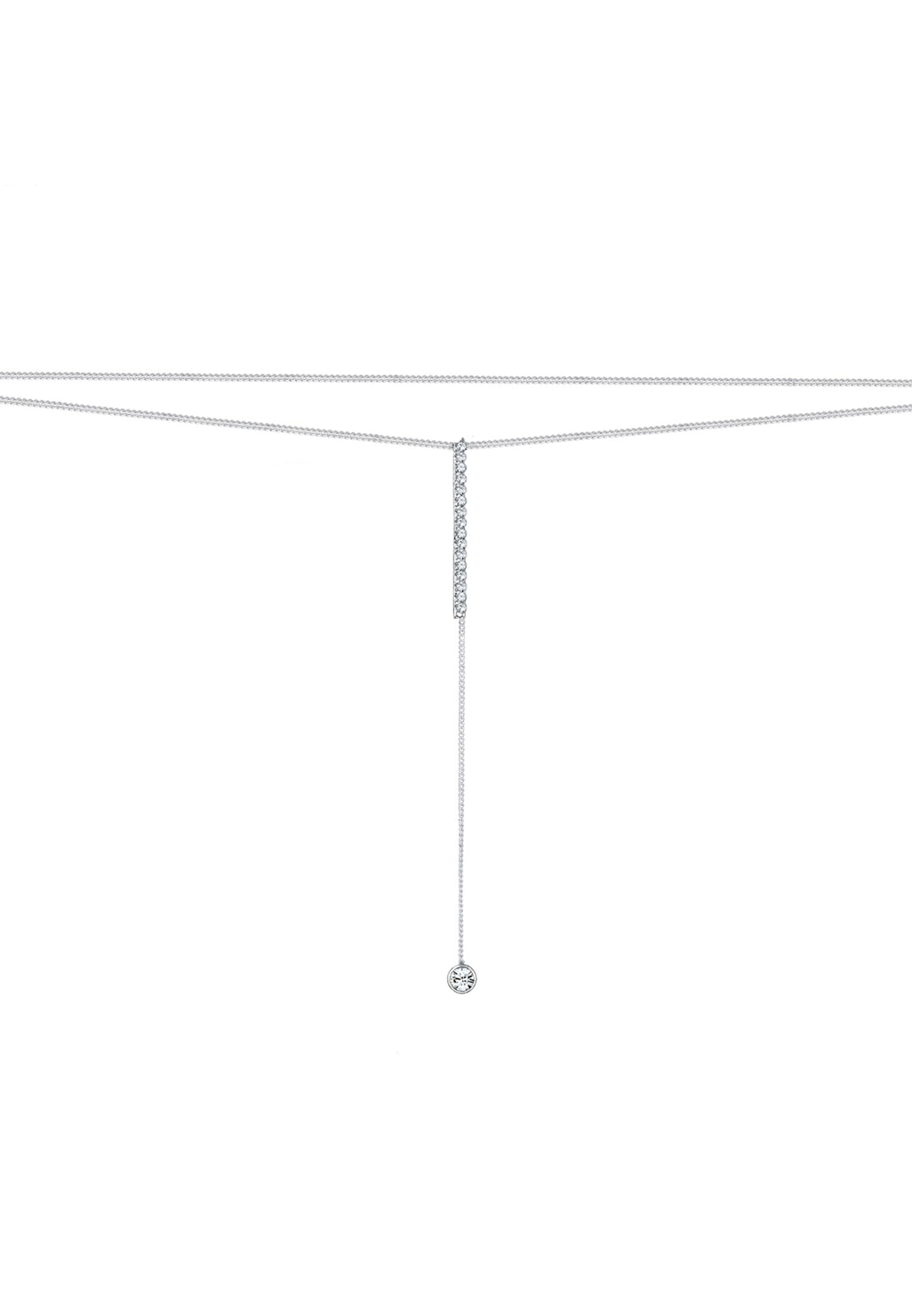 Elli Choker »Halskette Y-Kette Layer Rechteck Weiß 925 Sterling Silber, mit Kristallen von Swarovski®«