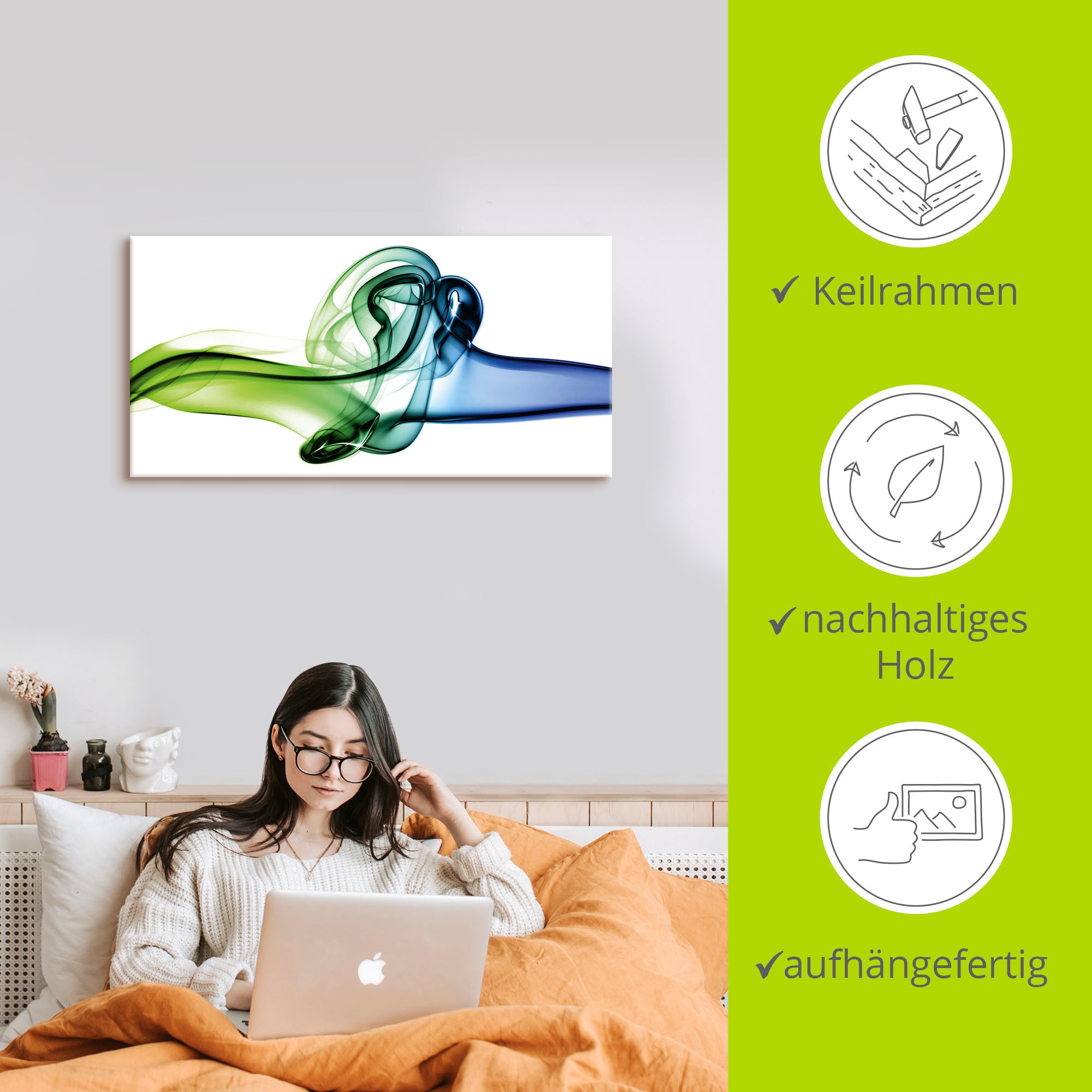 Artland Wandbild »Aufeinanderprallen von blau und grün«, Muster, (1 St.), als Alubild, Outdoorbild, Leinwandbild, Wandaufkleber, versch. Größen