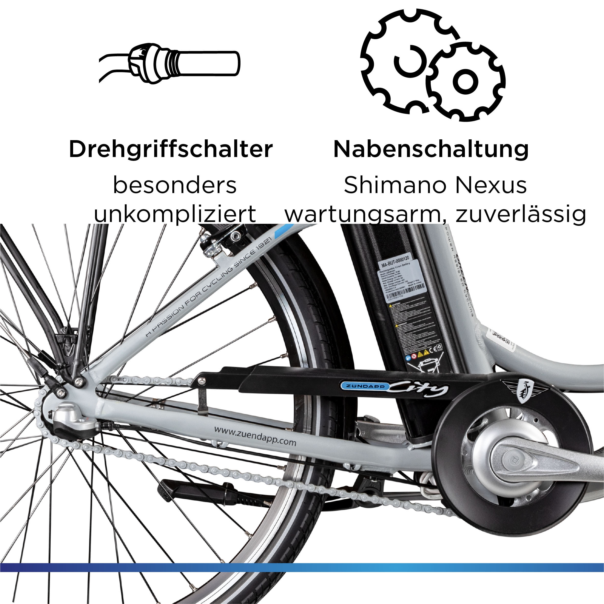 Zündapp E-Bike »Green 2.7«, 3 Gang, Frontmotor 250 W, Pedelec, Elektrofahrrad für Damen u. Herren