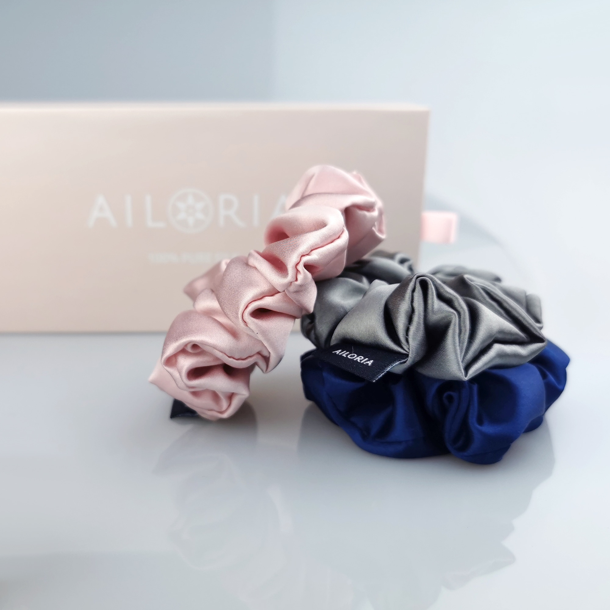 AILORIA Seidentuch »Set 3 Scrunchies M aus Seide DOUX«
