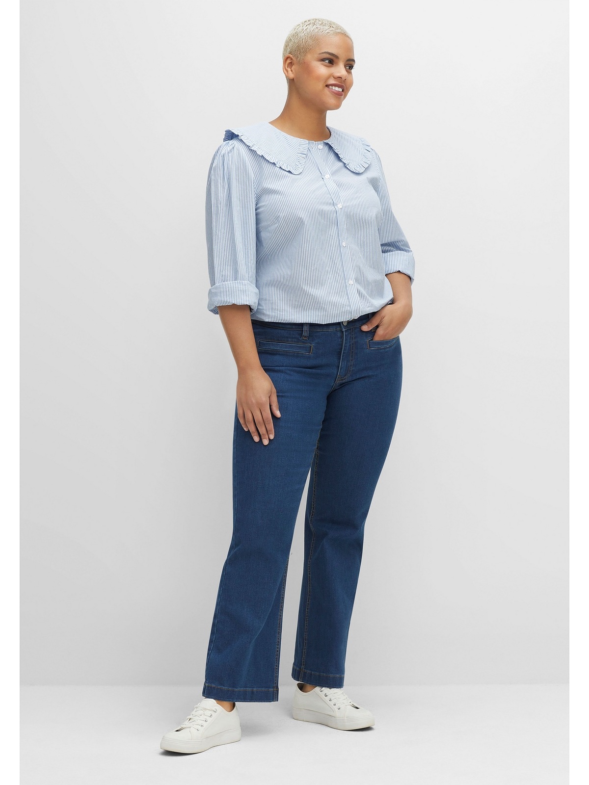 sheego by Joe Browns Hemdbluse »Große Größen«, mit großem Rüschenkragen
