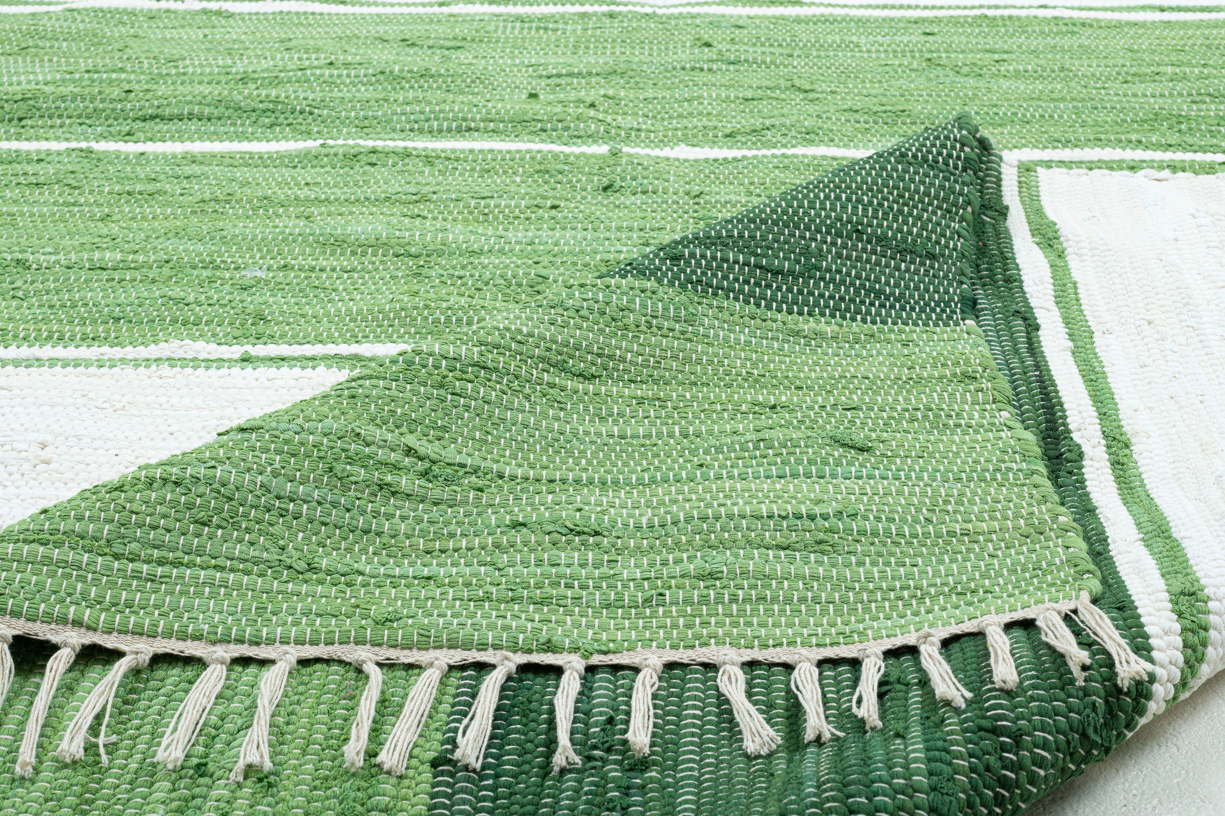 THEKO Läufer »Stripe mit | Cotton«, Flachgewebe, Handweb handgewebt, reine Baumwolle, Fransen rechteckig, BAUR