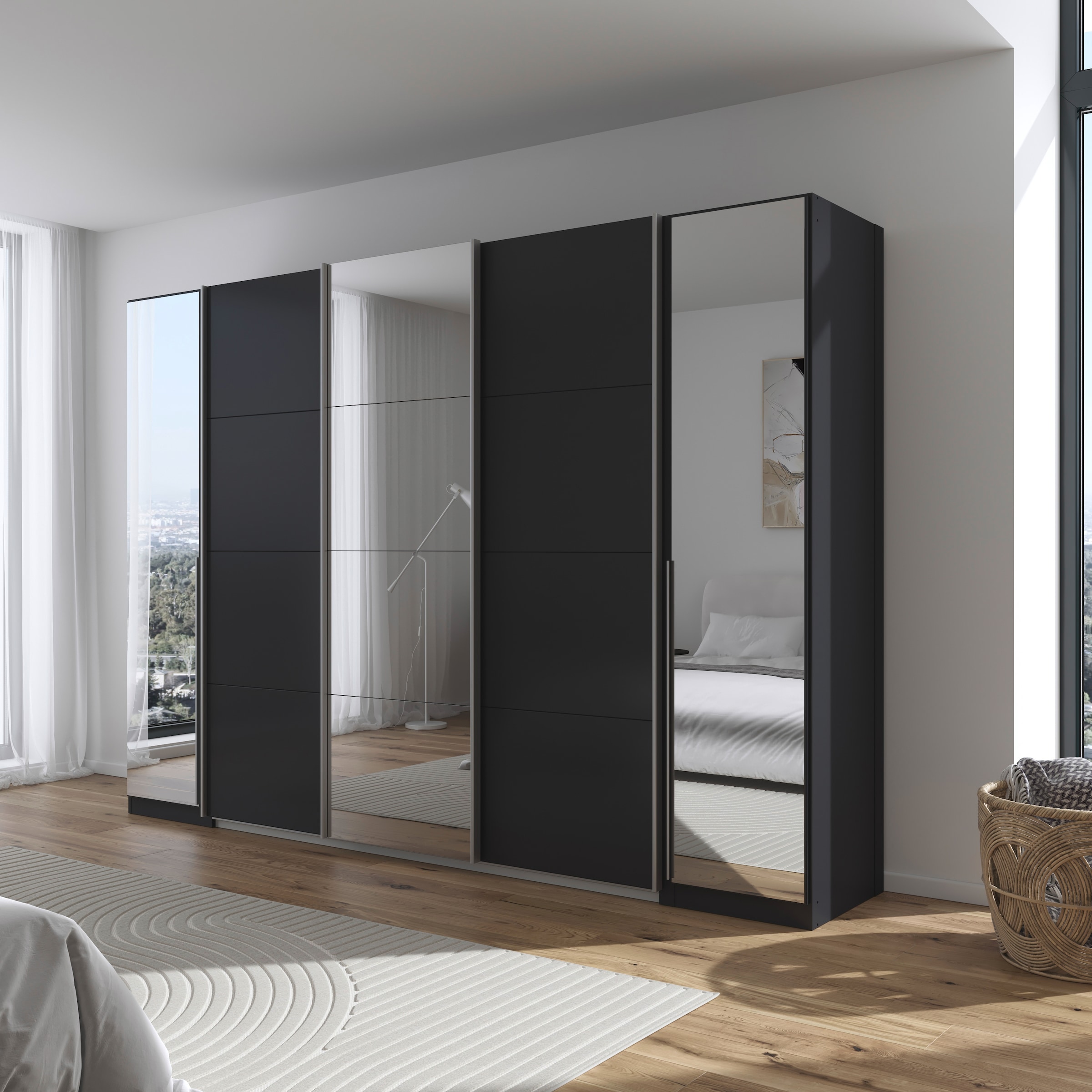 rauch Schwebetürenschrank »Agordo«, (im angesagten Mix aus Dreh- und Schwebetüren), optional mit Spiegel und zwei Griff-Farben MADE IN GERMANY