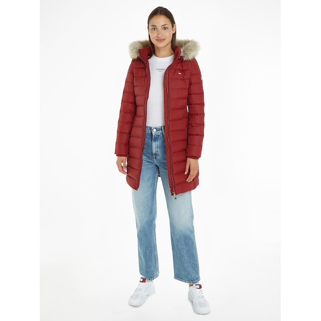 Tommy Jeans Daunenmantel »TJW ESSENTIAL HOODED DOWN COAT«, mit abnehmbarem  Fellimitat an der Kapuze für kaufen | BAUR