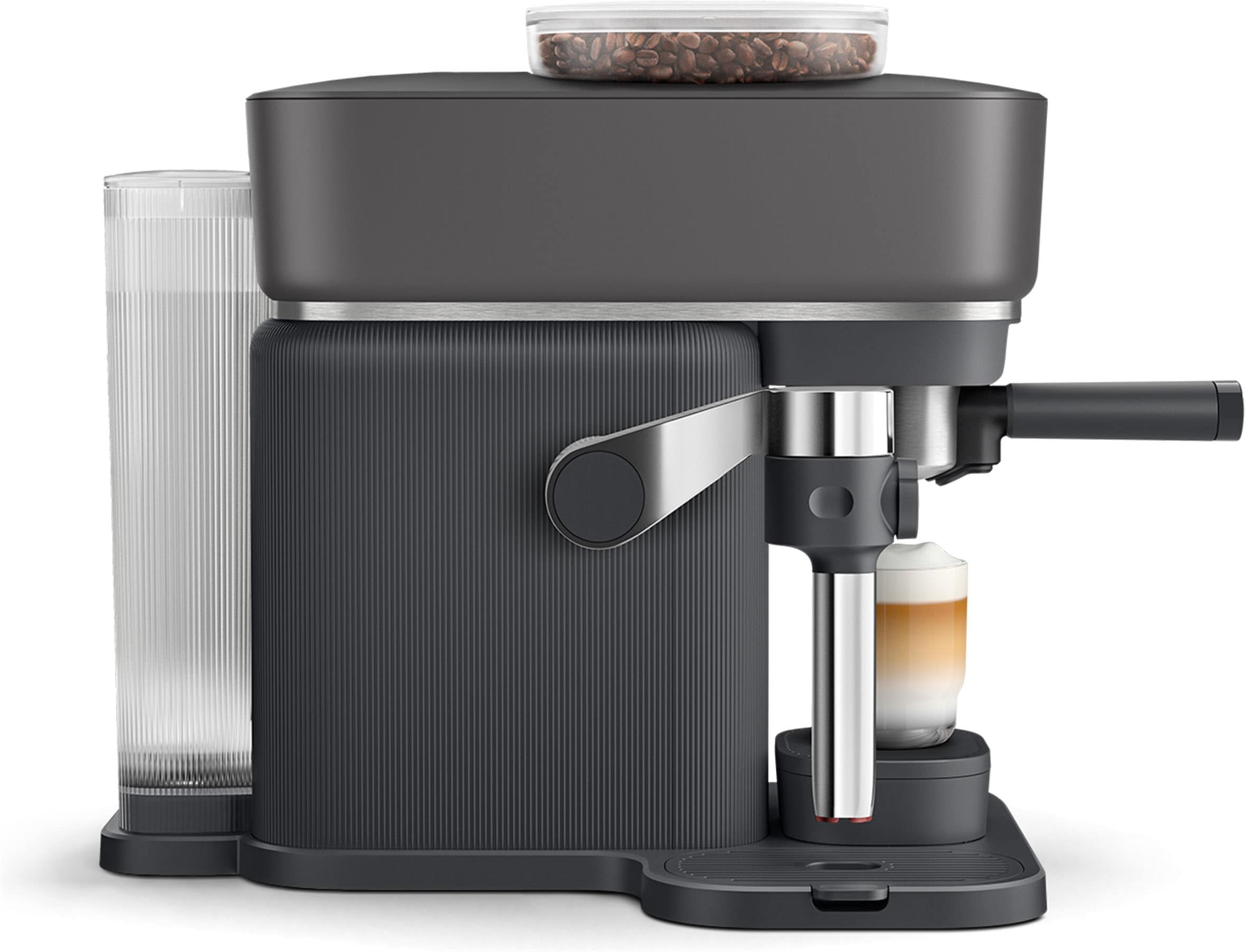 PHILIPS baristina Espressomaschine »Latte BAR400/60 mit Mahlwerk für ganze Bohnen und Milchschaumdüse« 3 Schaumarten, 16 bar Pumpendruck, Schwarzgrau​