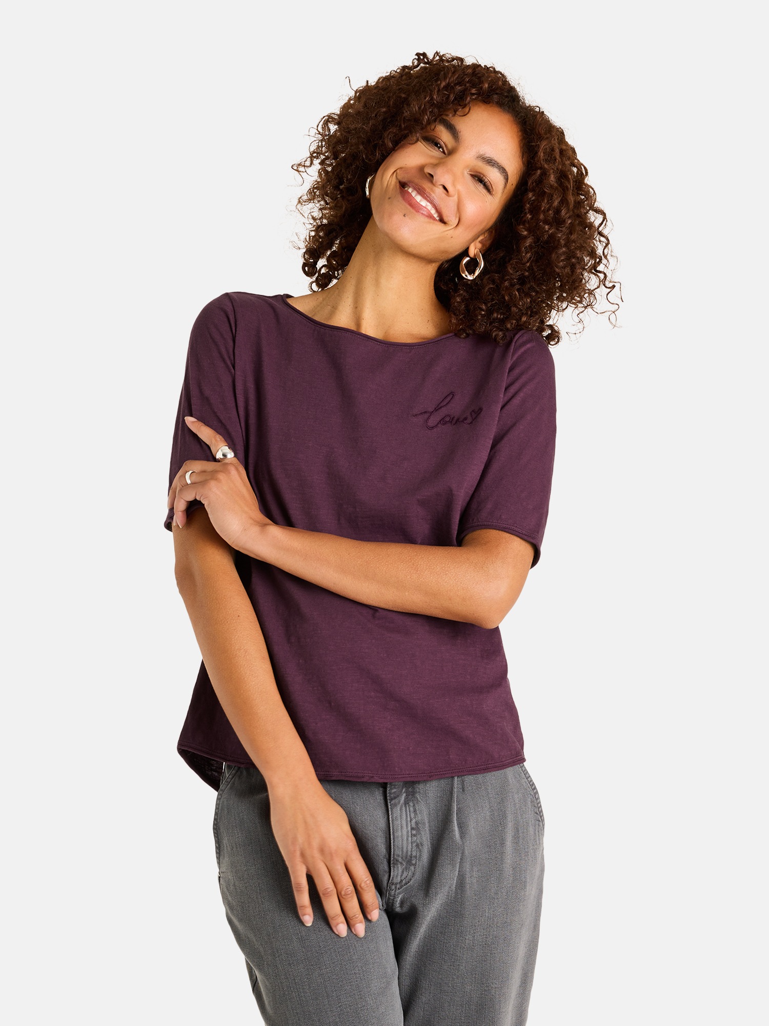 Lieblingsstück Rundhalsshirt "CandiceEP" mit Statement-Stickerei und im Batik-Look