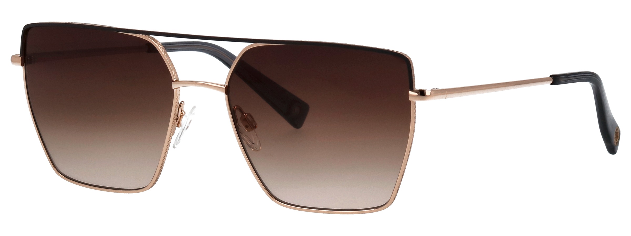 Sonnenbrille BRENDEL EYEWEAR "Modell 905064", Damen, schwarz, hellgold, matt, metallic, Sonnenbrillen Sonnenbrille, Form Pilot, Logoschriftzug auf Bügel, Metallfassung