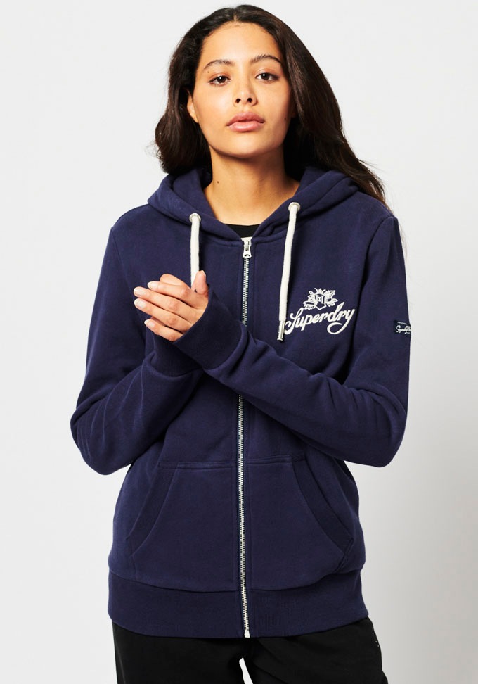 superdry -  Sweatjacke, mit hochwertig gesticktem Logo