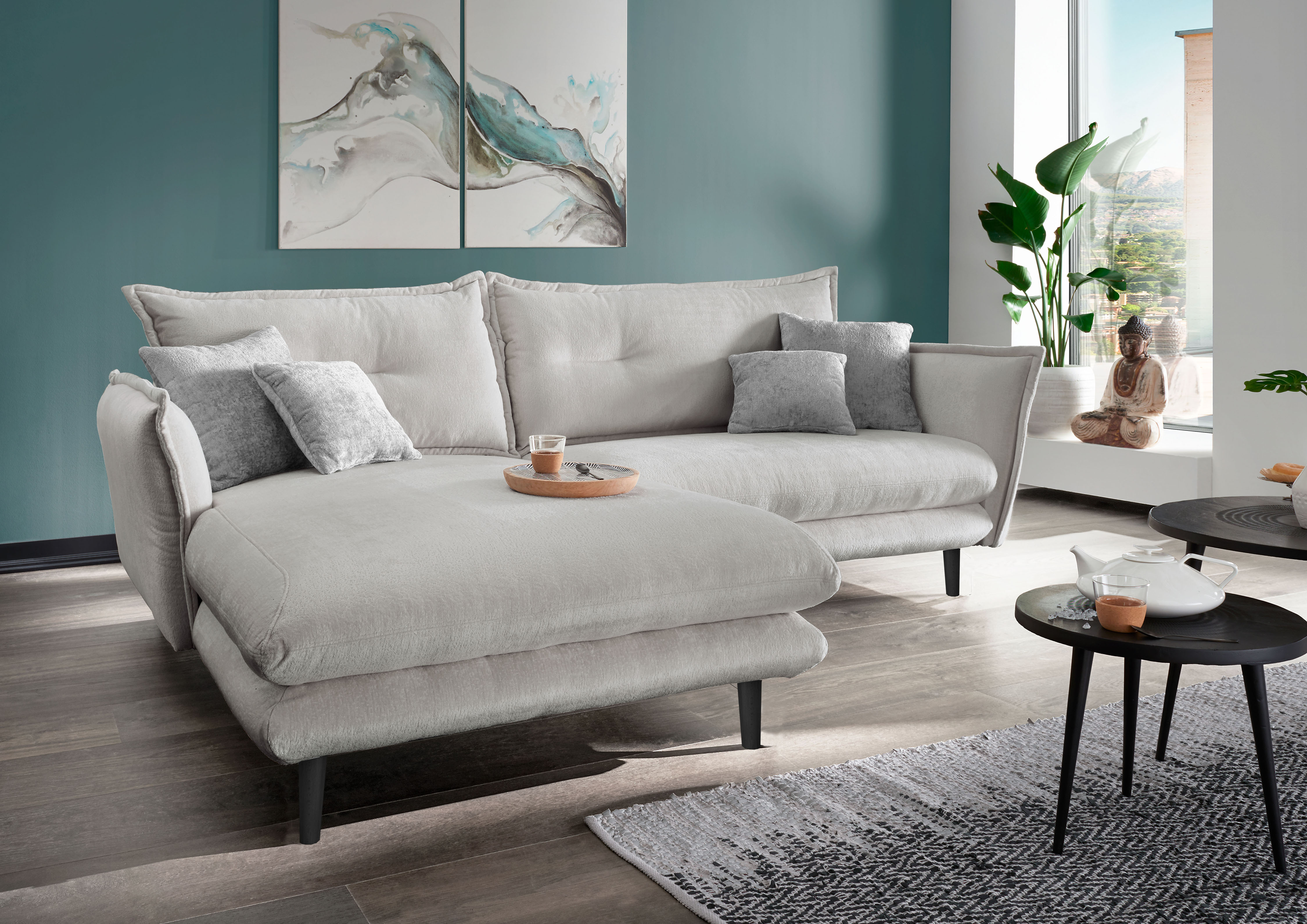Home affaire Ecksofa "Levke, 255 x 180 cm, modern und bequem" Webstoff, L-Form, inkl. Rücken- und Zierkissen