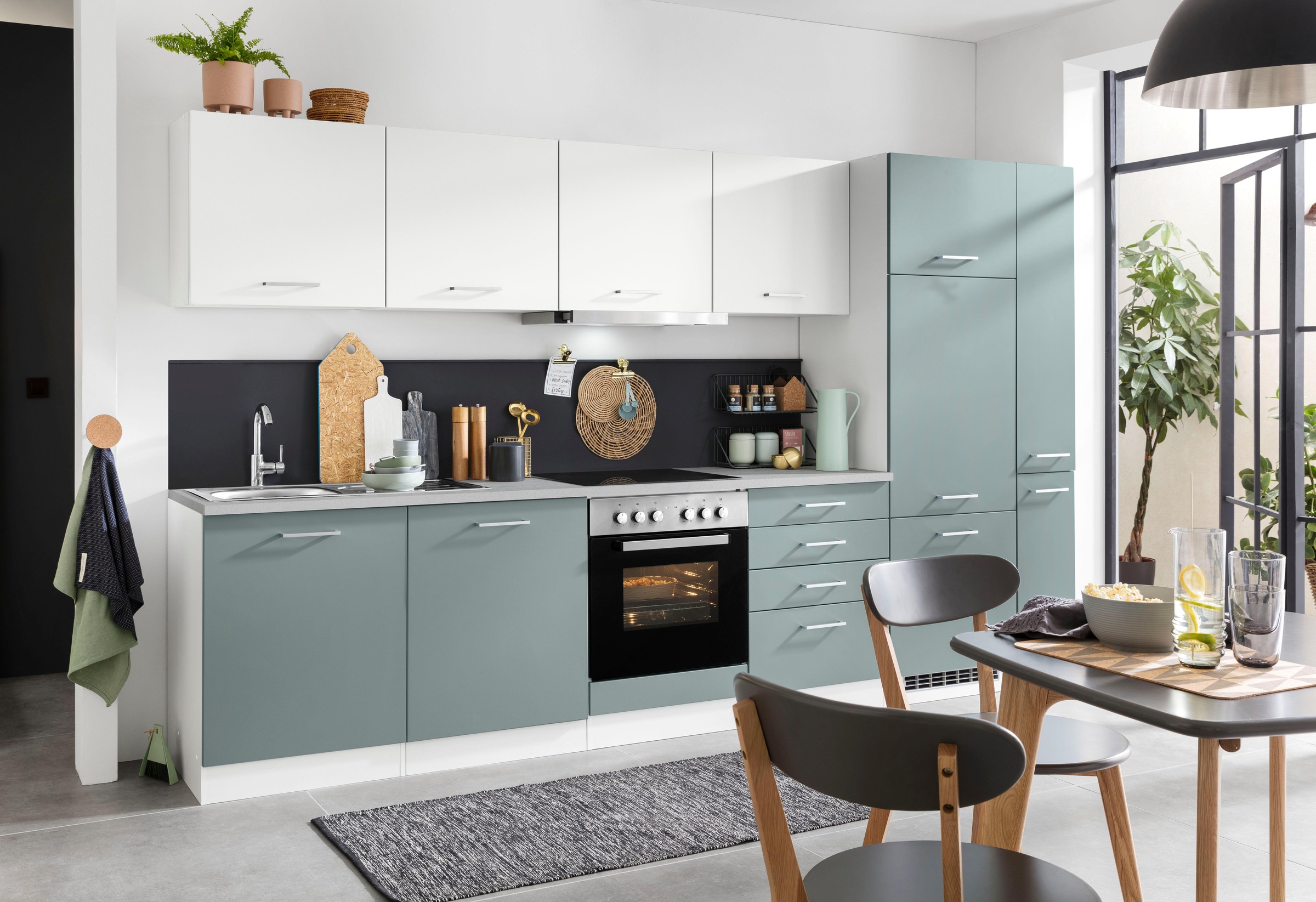 HELD MÖBEL Küchenzeile »Visby«, mit Kühlschrank kaufen BAUR | cm E-Geräten, 330 für Breite