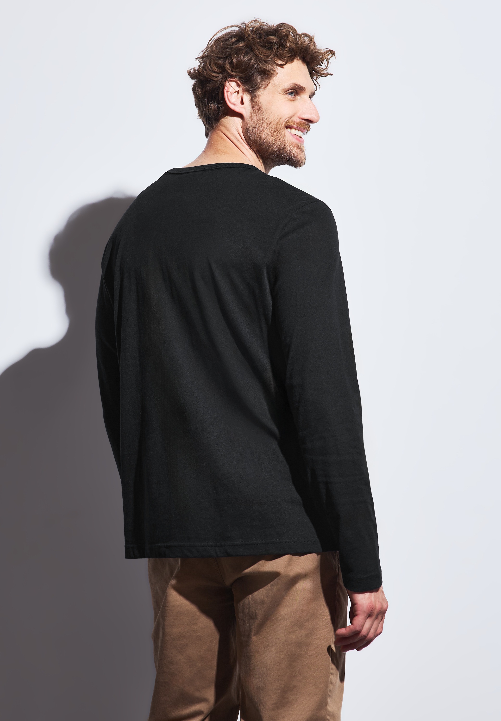 STREET ONE MEN Langarmshirt, aus reiner Baumwolle