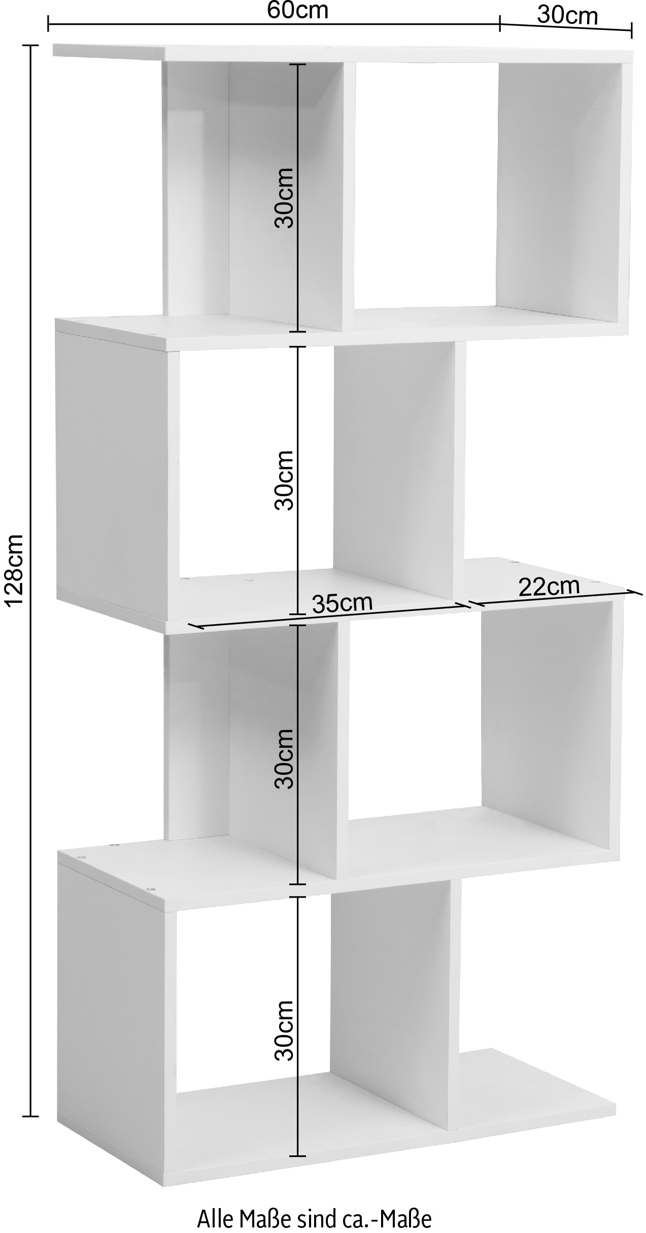 INOSIGN Mehrzweckregal »CROVIE, Bücherregal«, 4 Würfelfächer & Ablageflächen, 60x128 cm, FSC®-zertifiziert