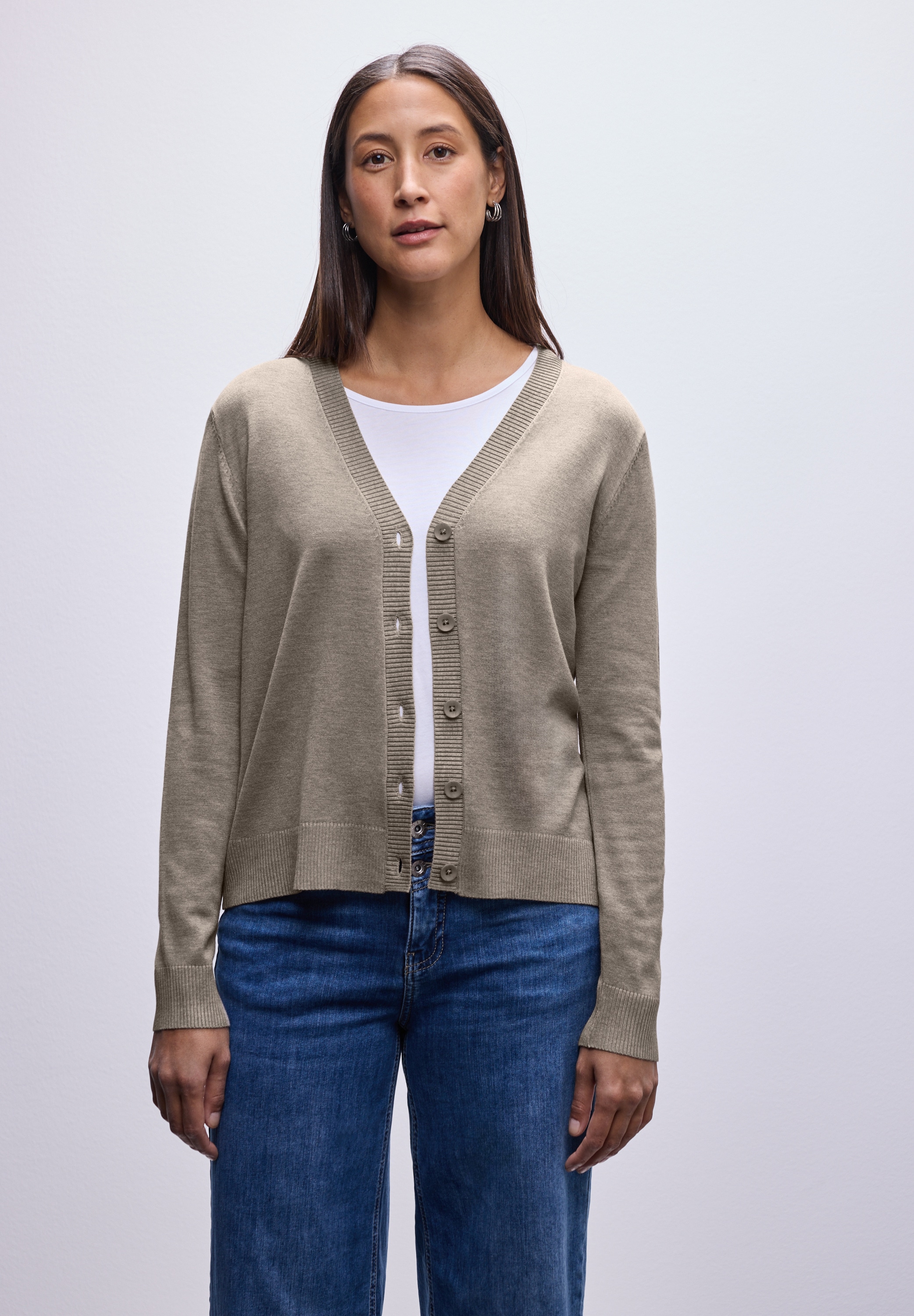 STREET ONE Strickjacke mit Rippstrickdetails günstig online kaufen