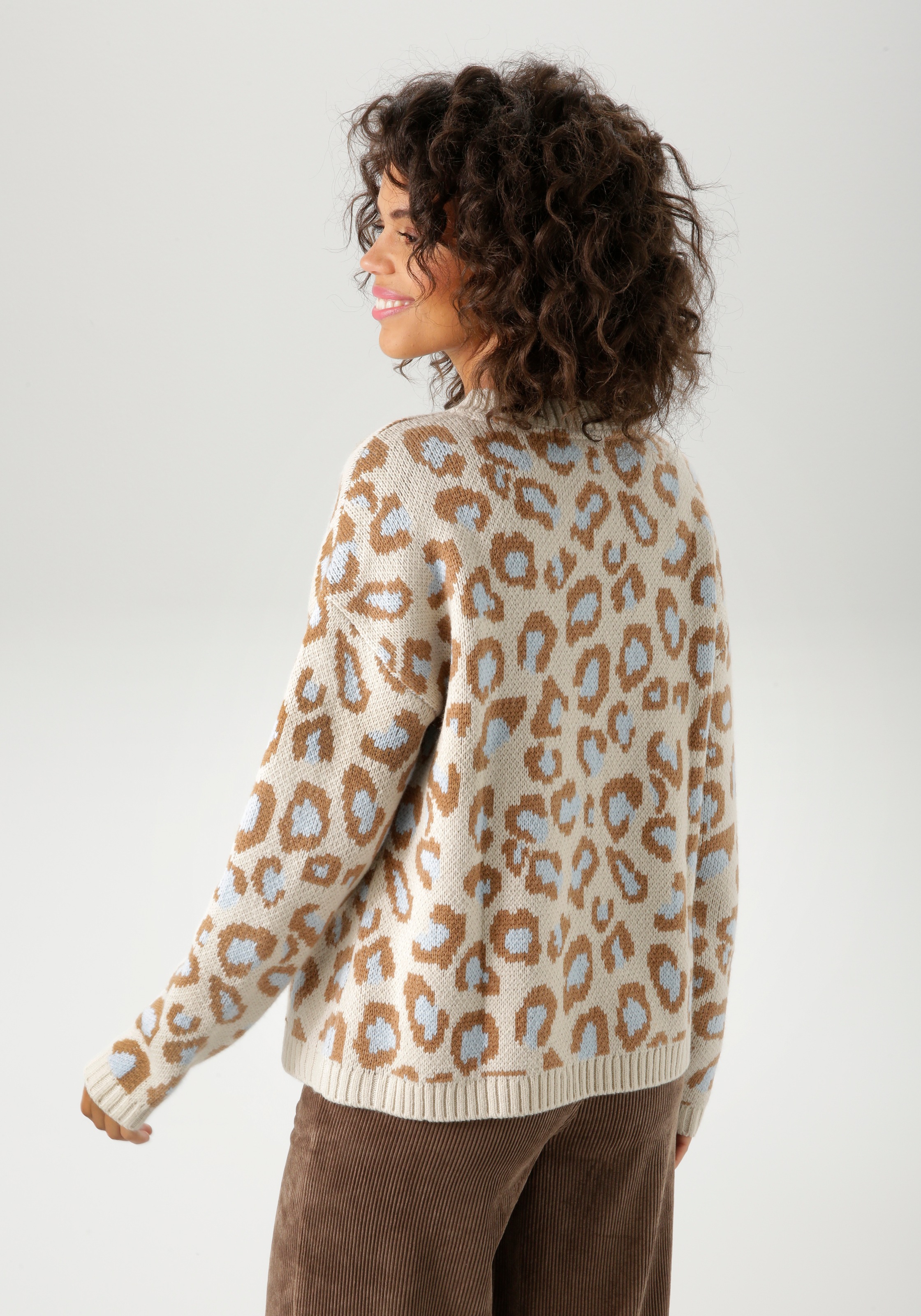 Aniston CASUAL Strickpullover, im extravaganten Leo-Muster - NEUE KOLLEKTION