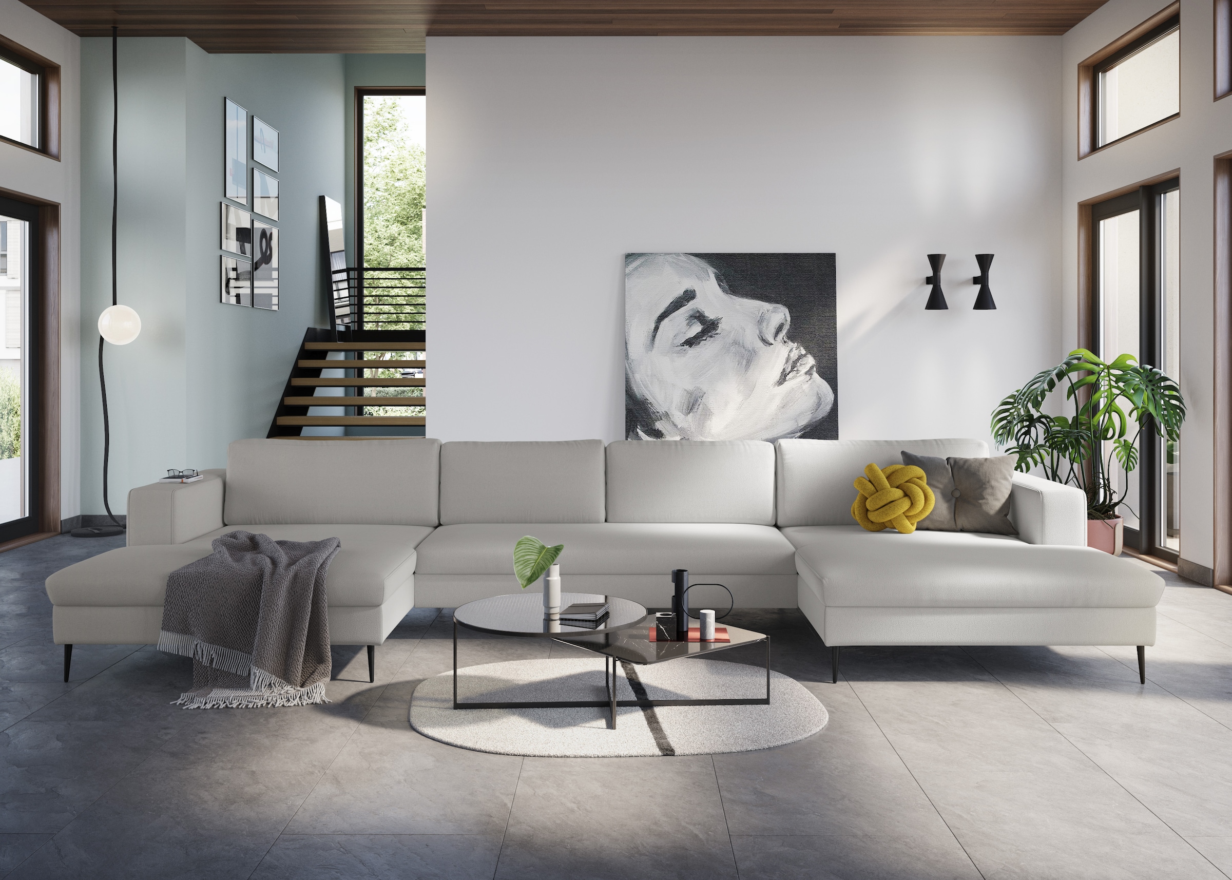 DOMO collection Wohnlandschaft "Modica U-Form aktuelles, kubisches Design m günstig online kaufen