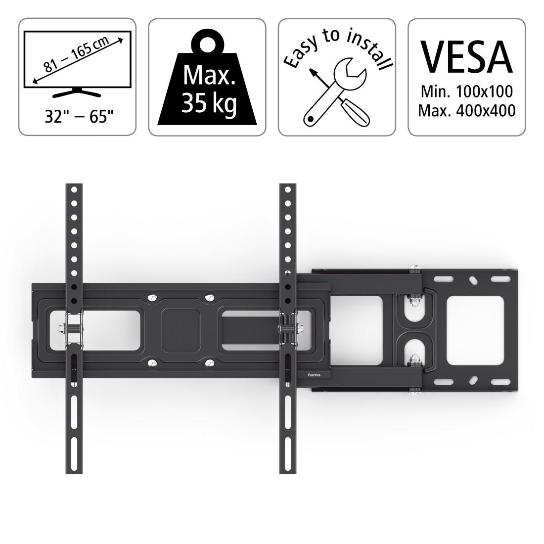 Hama TV-Wandhalterung »FULLMOTION«, bis 165 cm Zoll, bis 165cm (65 Zoll), vollbeweglich, VESA bis 400x400