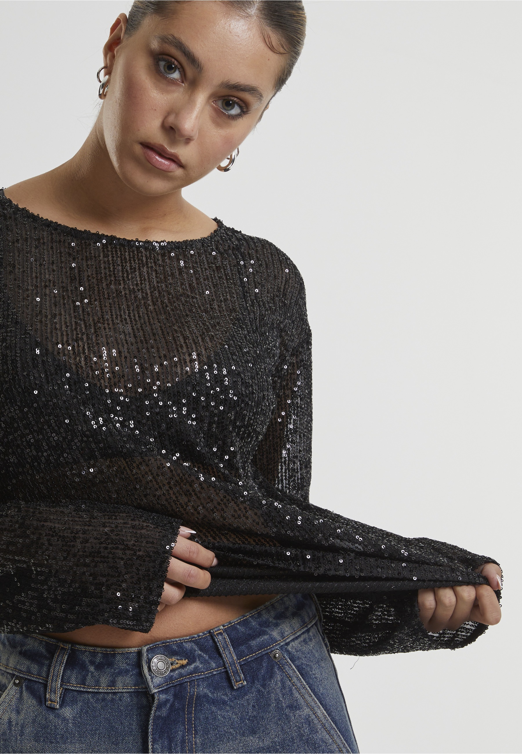 URBAN CLASSICS Longsleeve »Urban Classics Ladies Sequins Longsleeve« 1 Stk.