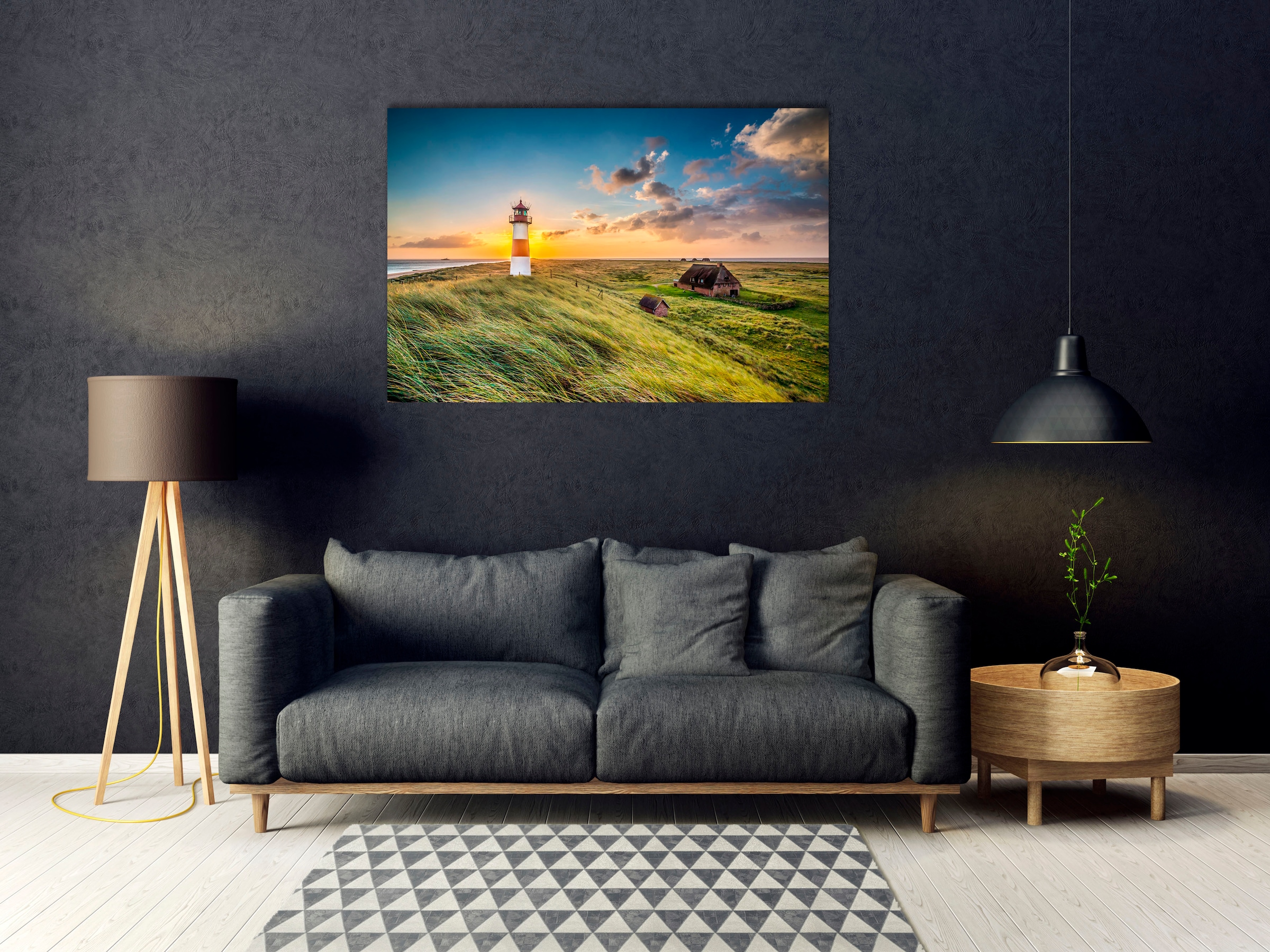 queence Acrylglasbild "Edgar", Landschaft-Himmel-Leuchtturm-Wiesen & Bäume- günstig online kaufen