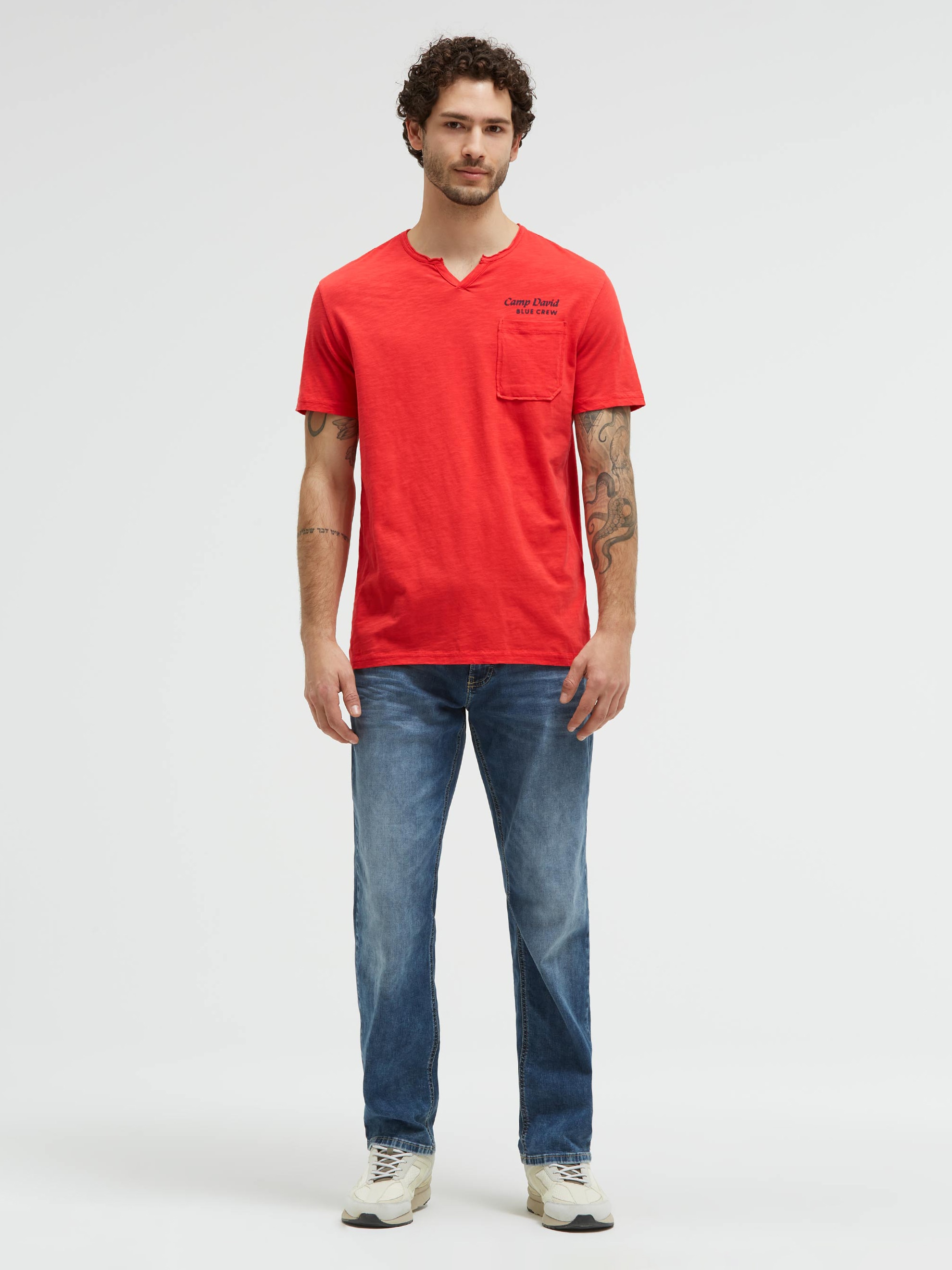 CAMP DAVID Rundhalsshirt mit Brusttasche