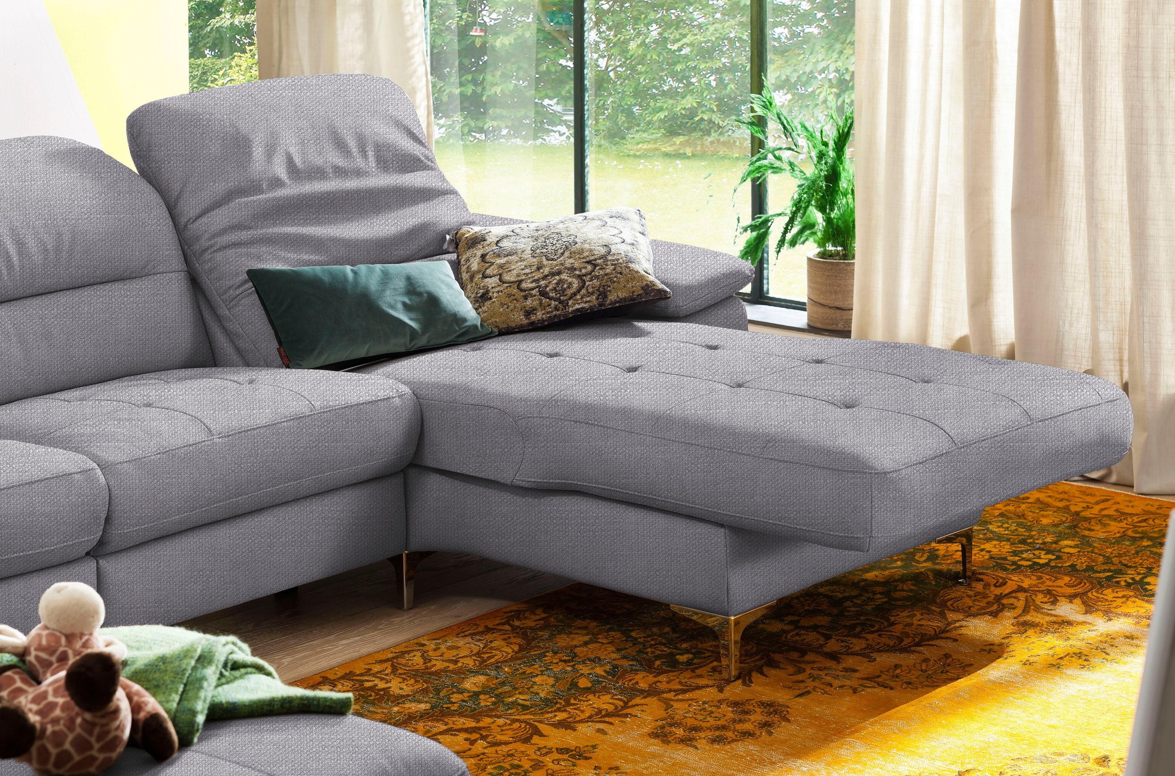Places of Style Ecksofa »Basel L-Form«, mit vollmotorischer Relaxfunktion und motorischer Recamiere