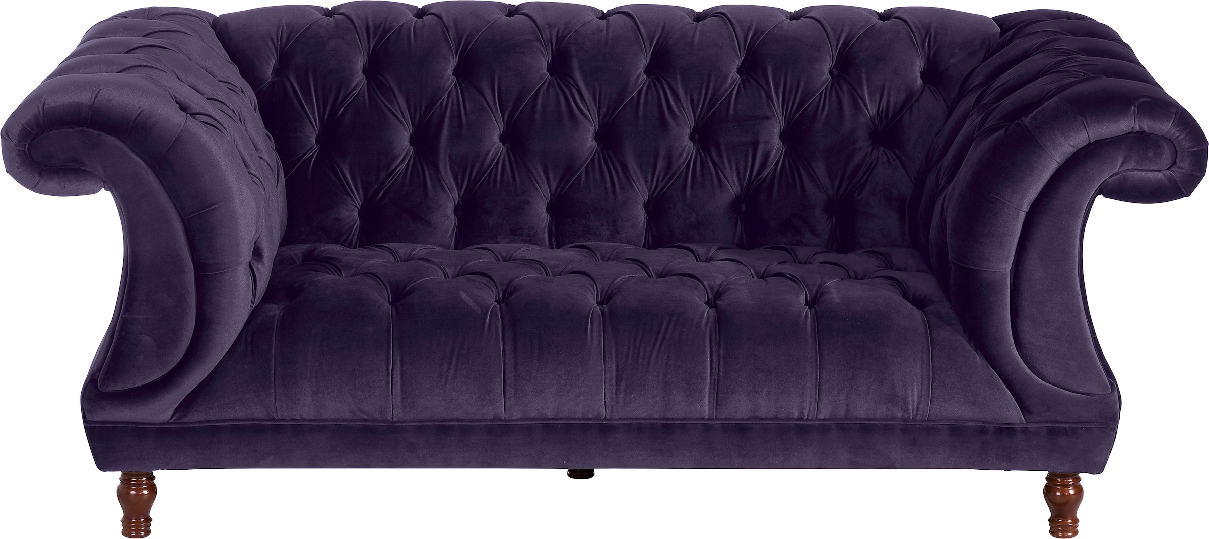 Max Winzer Chesterfield-Sofa "Isabelle", Knopfheftung & gedrechselten Füßen in Buche Nussbaum, Breite 200 cm