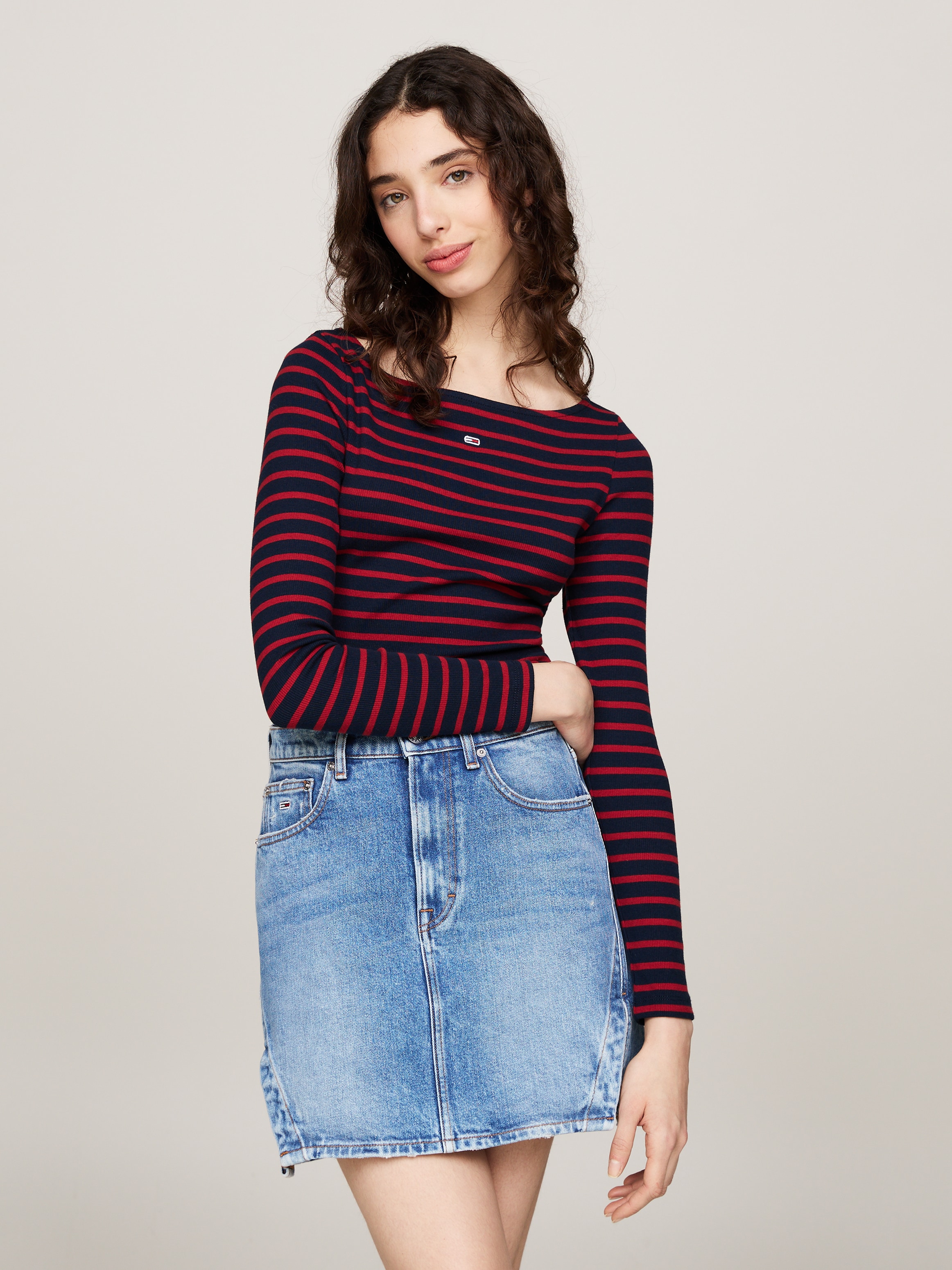 Tommy Jeans Langarmshirt "TJW BRETON STRIPE LS", im Streifendesign