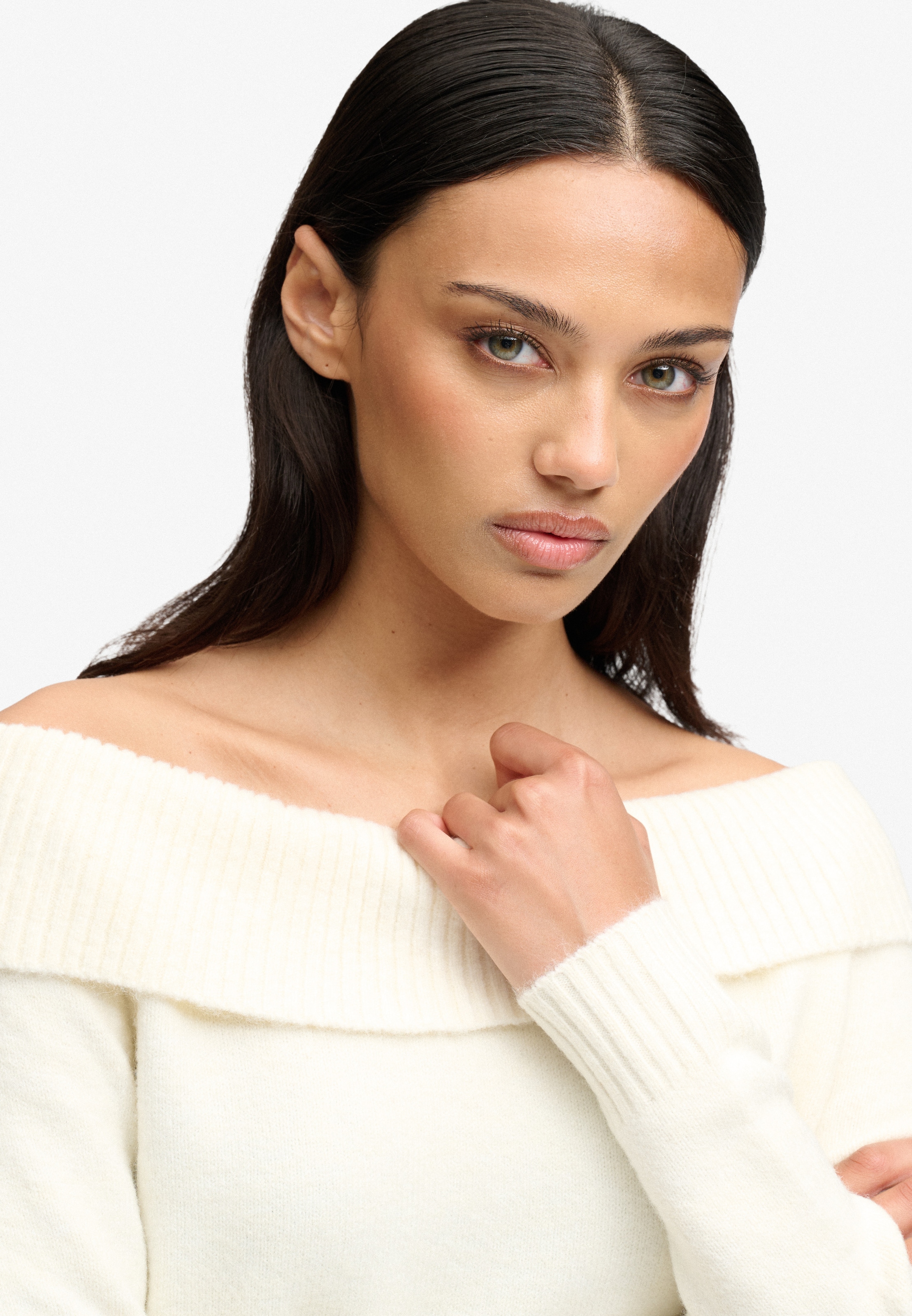 Superdry Strickpullover »BARDOT KNITTED JUMPER« Materialmix, hochwertig mit Woll-Anteil