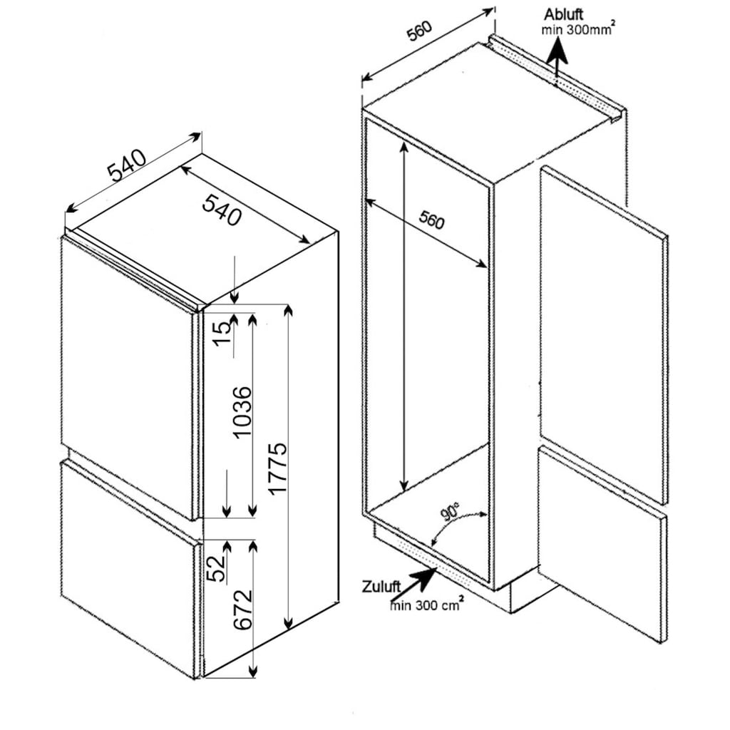 exquisit Einbaukühlgefrierkombination »EKGC270-70-E-040E«, EKGC270-70-E-040E, 178,5 cm hoch, 54 cm breit