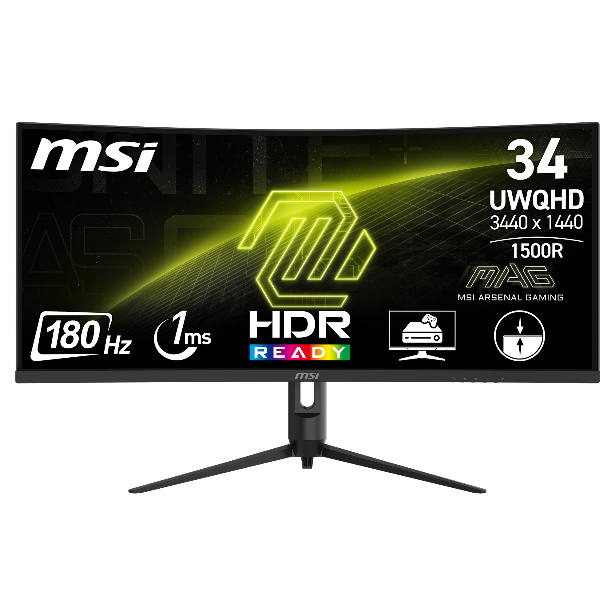 MSI Curved-Gaming-Monitor "MAG 342CQR", schwarz, Monitore, 3 Jahre Herstellergarantie, höhenverstellbar