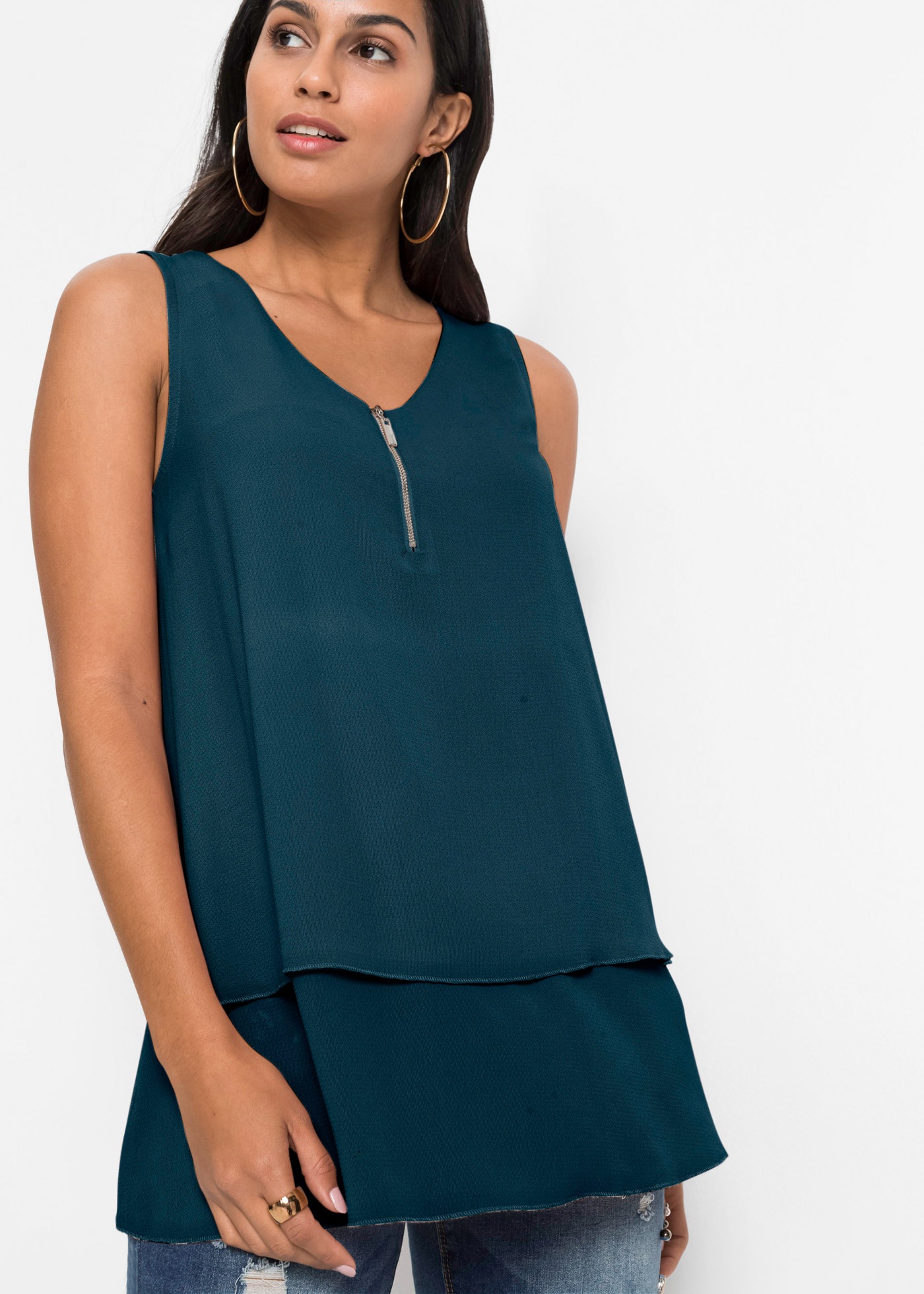 bonprix Blusentop A-Linie, ohne Ärmel, aus Viskose und Elasthan, femininer günstig online kaufen