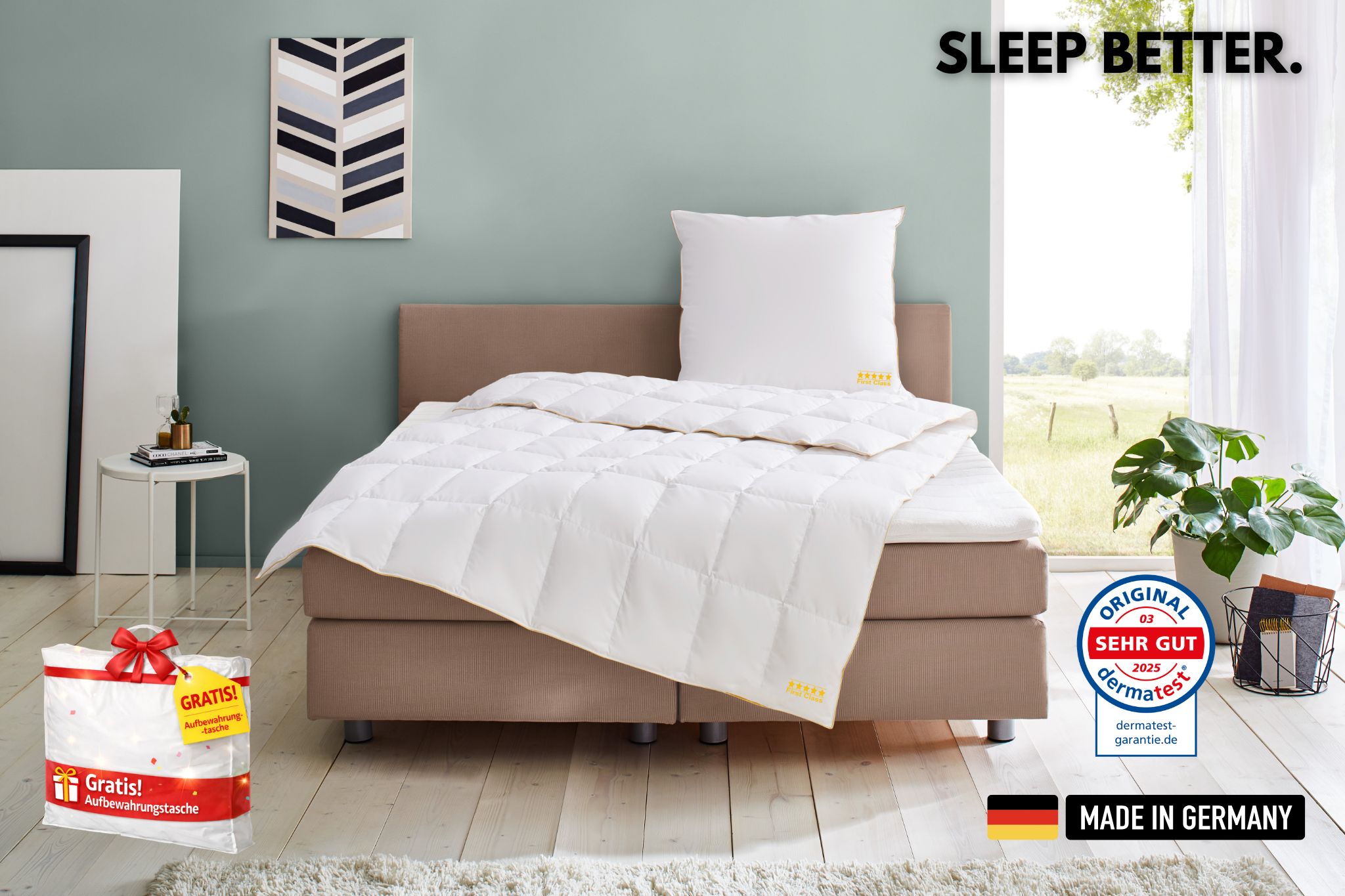 OBB "Emilias, Bettdecken für Sommer & Winter, Ganzjahresdecke" leicht Füllung 90% Daunen, 10%Federn 1 Stk. tlg. Bettdecke 135x200 cm, 155x220 cm & weitere Größen, Made in Germany