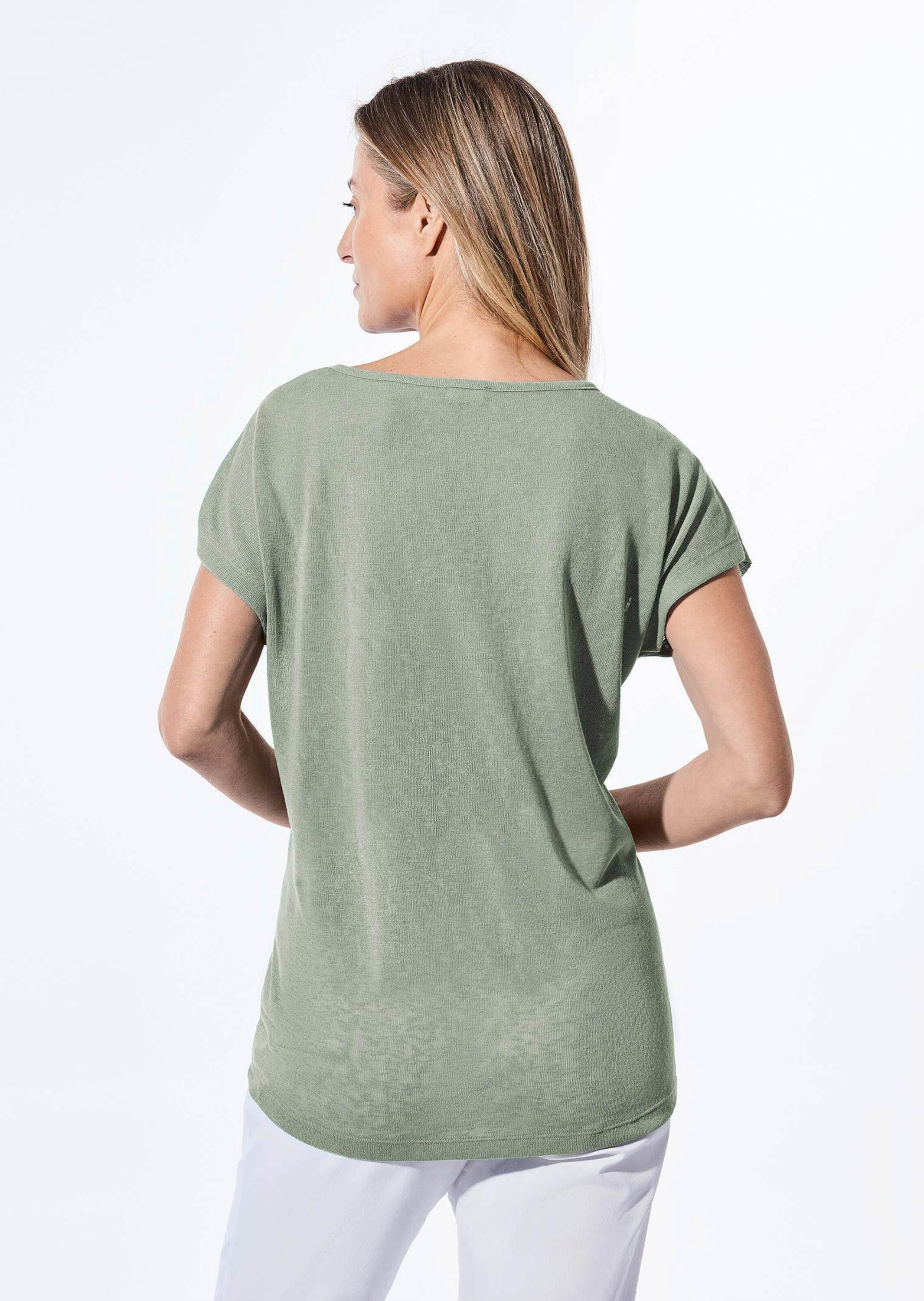 GOLDNER Kurzarmshirt »Shirt Shirt in Leinenoptik«