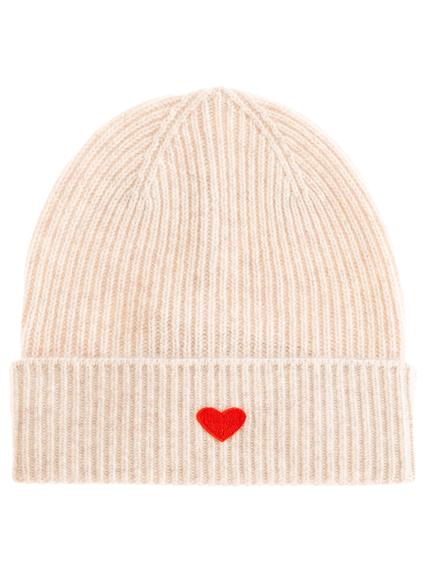 Zwillingsherz Beanie »Beanie with Heart-Patch«, Rippstrick, mit breitem Umschlag, wärmend