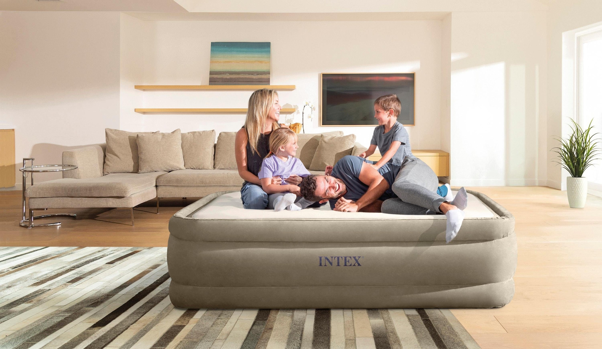 Intex Luftbett »DURA-BEAM® ThermaLuxâ„¢ Airbed, QUEEN«, (Set, 2, mit Transporttasche)