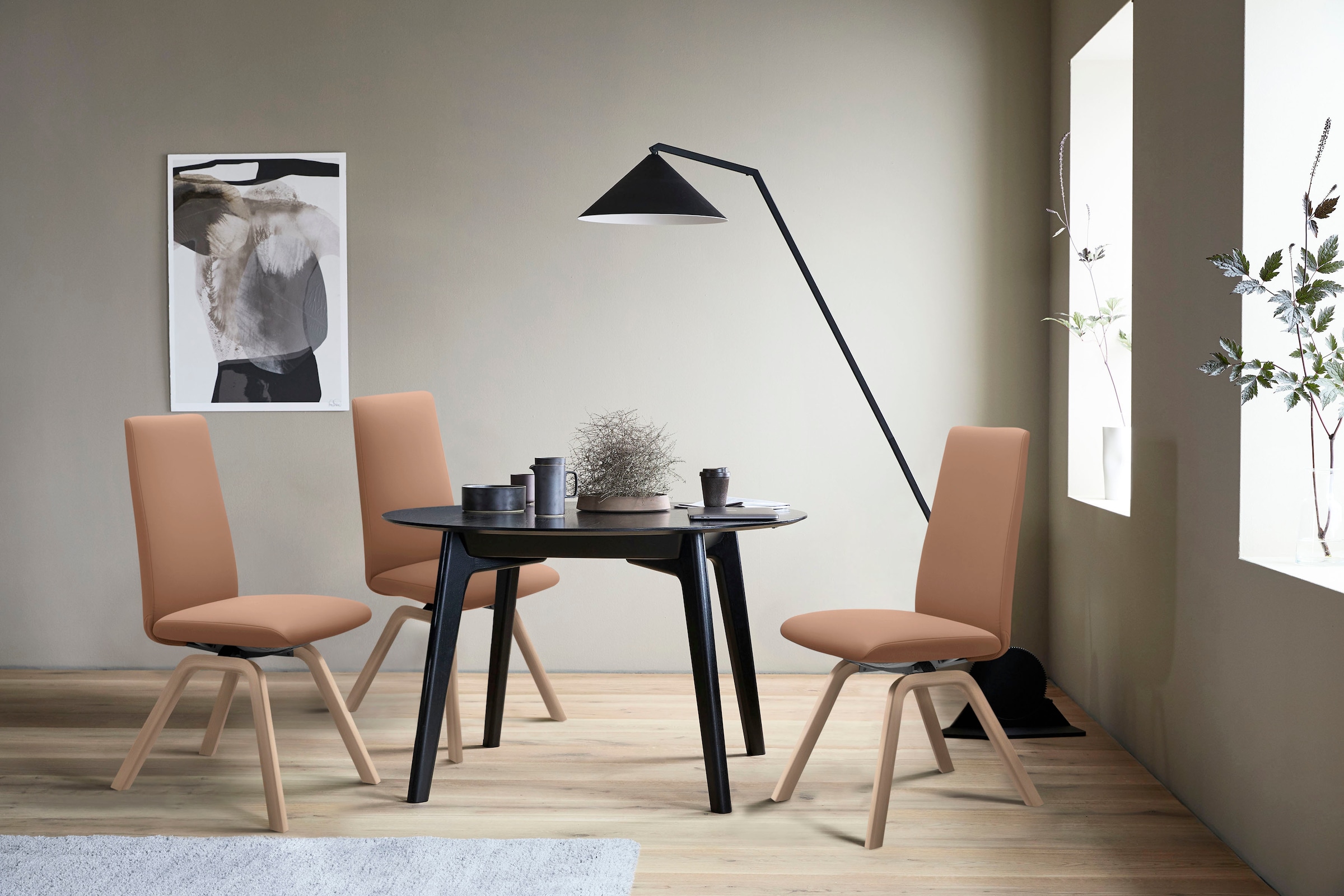 Stressless Polsterstuhl "Laurel" () High Back, Größe M, mit schräggestellten Beinen in Eiche gekalkt