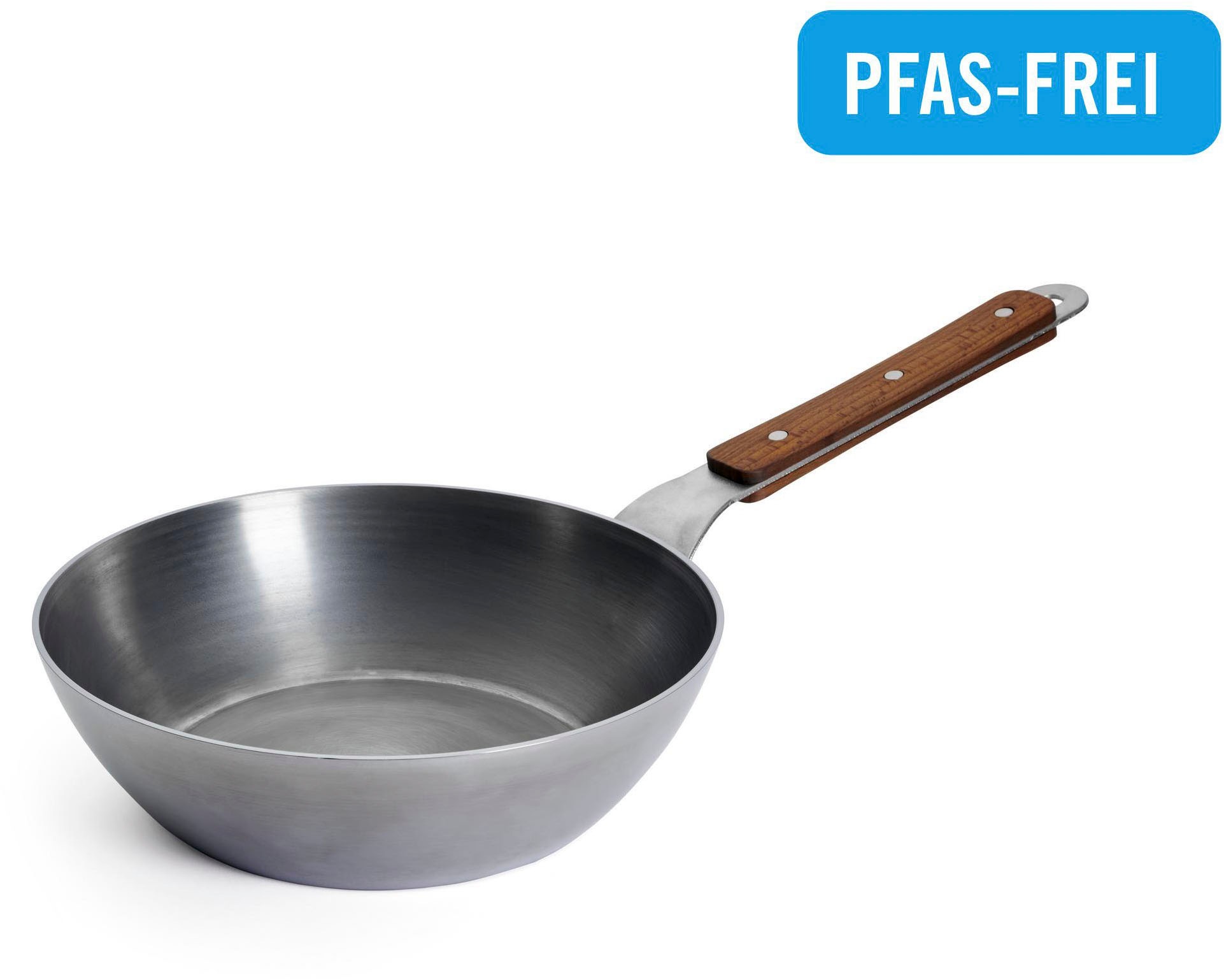 WOLL Schmorpfanne "Woll Carbon Steel Hochrandpfanne", Ø 24cm + Höhe 7cm, silber, Pfannen, natürlicher Antihafteffekt nach dem Einbrennen