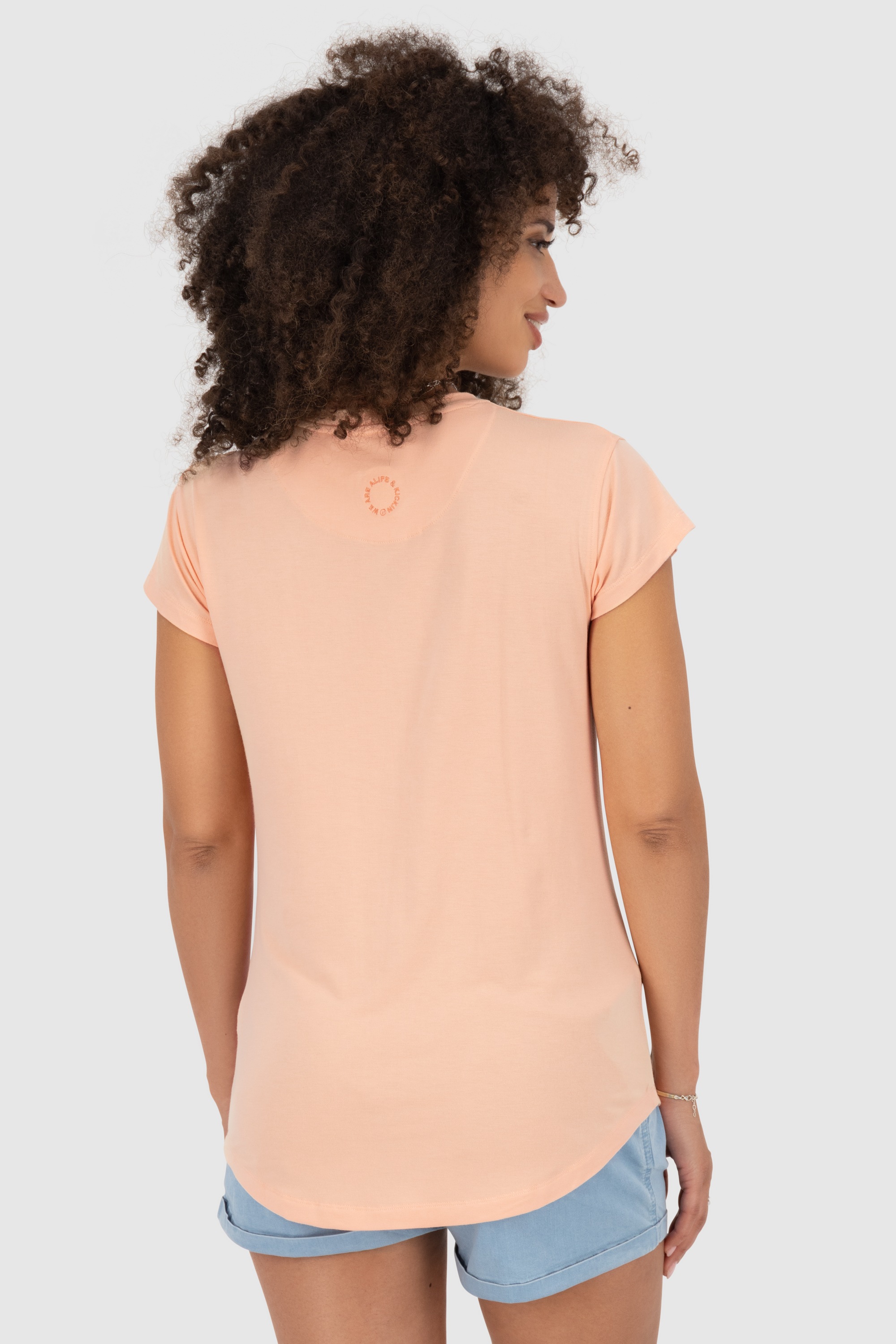 Rundhalsshirt ALIFE & KICKIN "Damen AriAK", Damen, Gr. M, blau (mellow peach, nightblau), 95% Viskose, 5% Elasthan, Shirts Rundhalsshirt 3