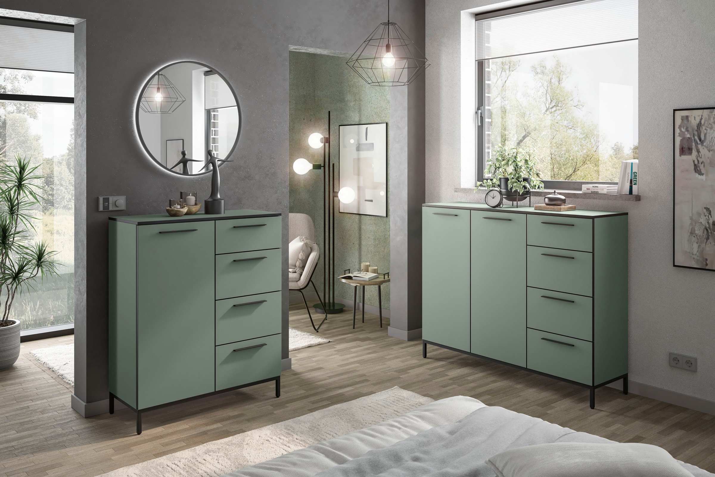 Manjana Möbel Kommode "Kommode mit Schwarz matten Metallgriffen in verschie günstig online kaufen