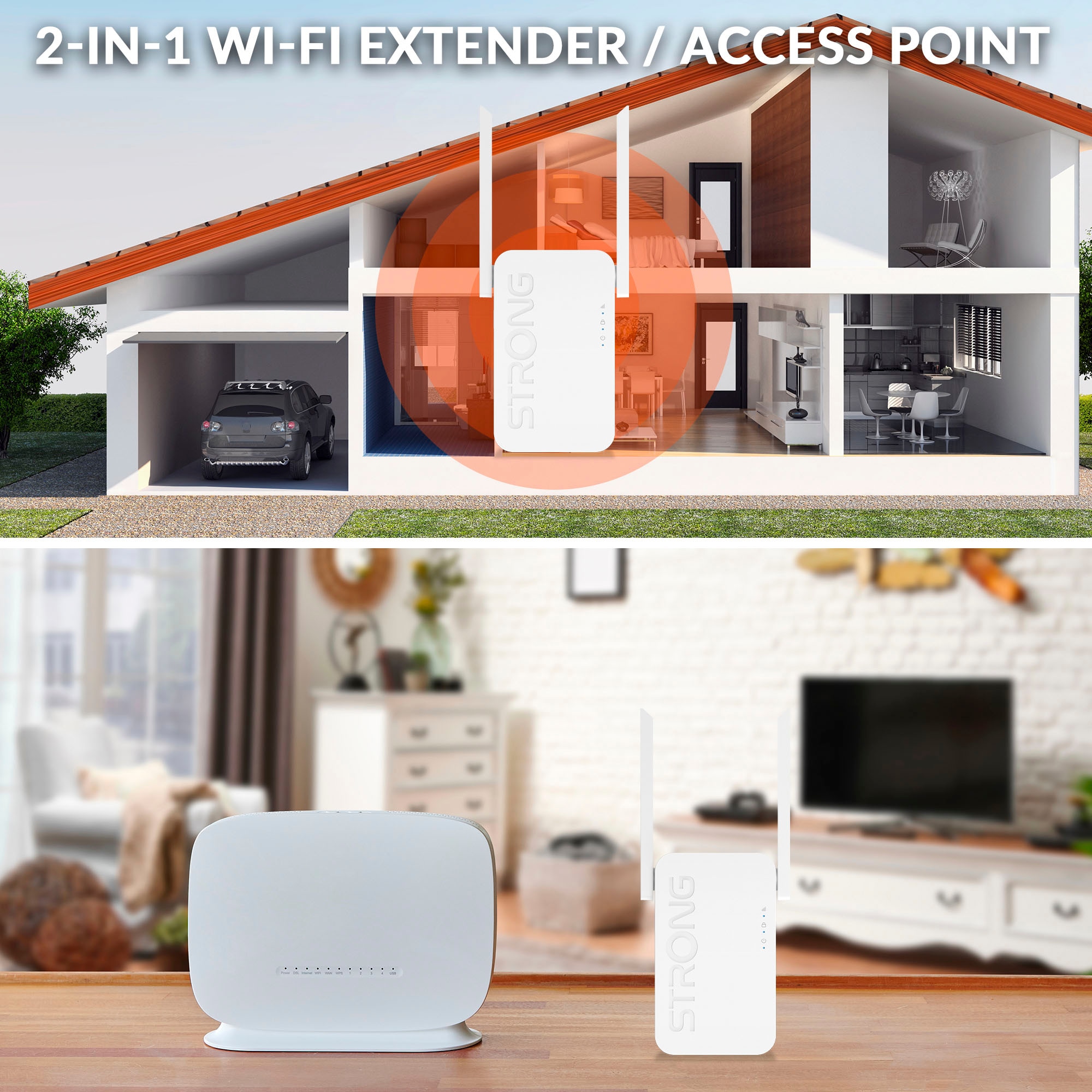 Strong WLAN-Repeater »Dualband WLAN Repeater bis 3000 Mbit/s, WiFi 6, Accesspoint«, (1 St.)