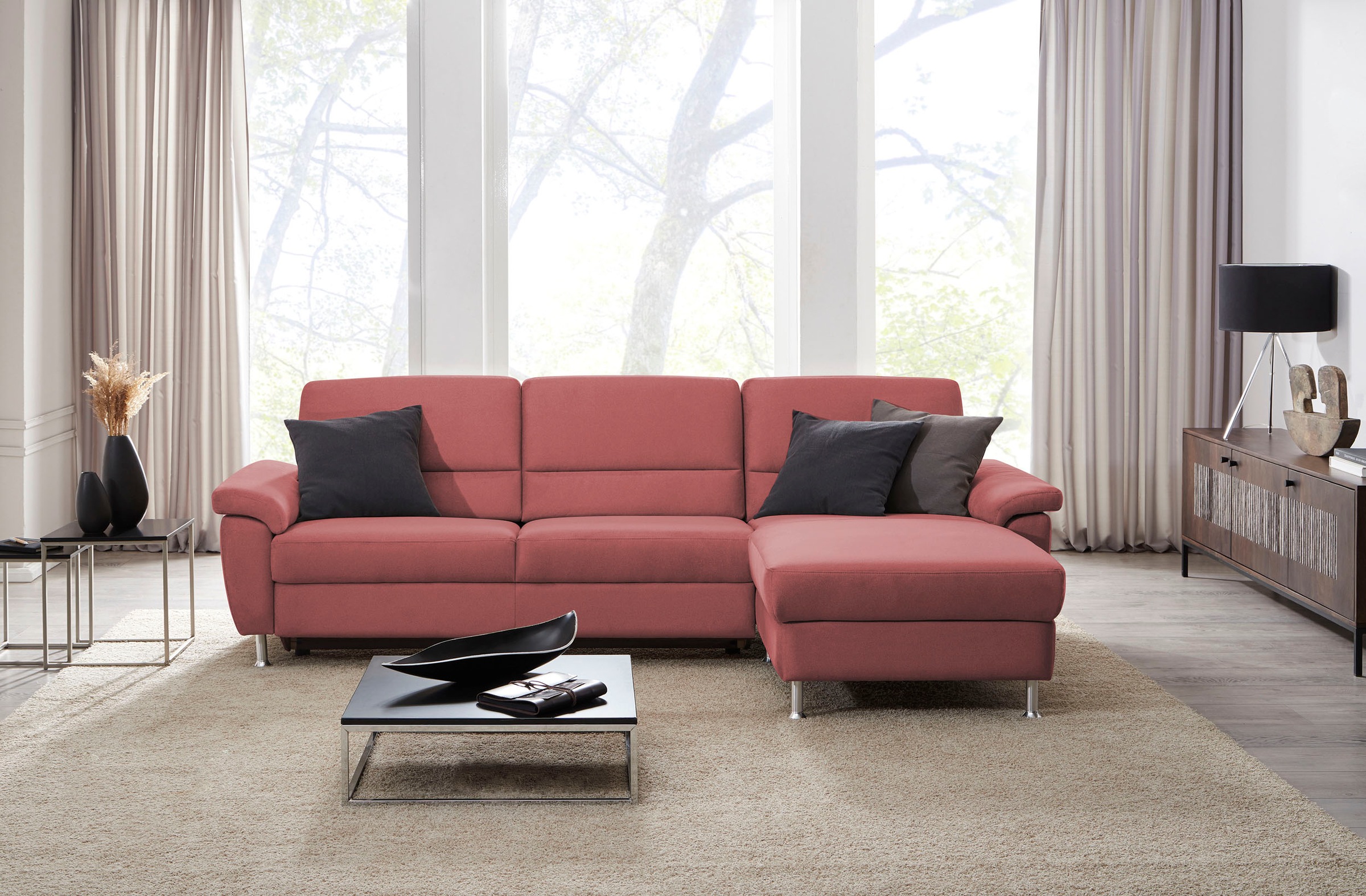 CALIZZA INTERIORS Ecksofa »Onyx L-Form«, Recamiere links oder rechts, wahlweise mit Bettfunktion, Breite 270 cm